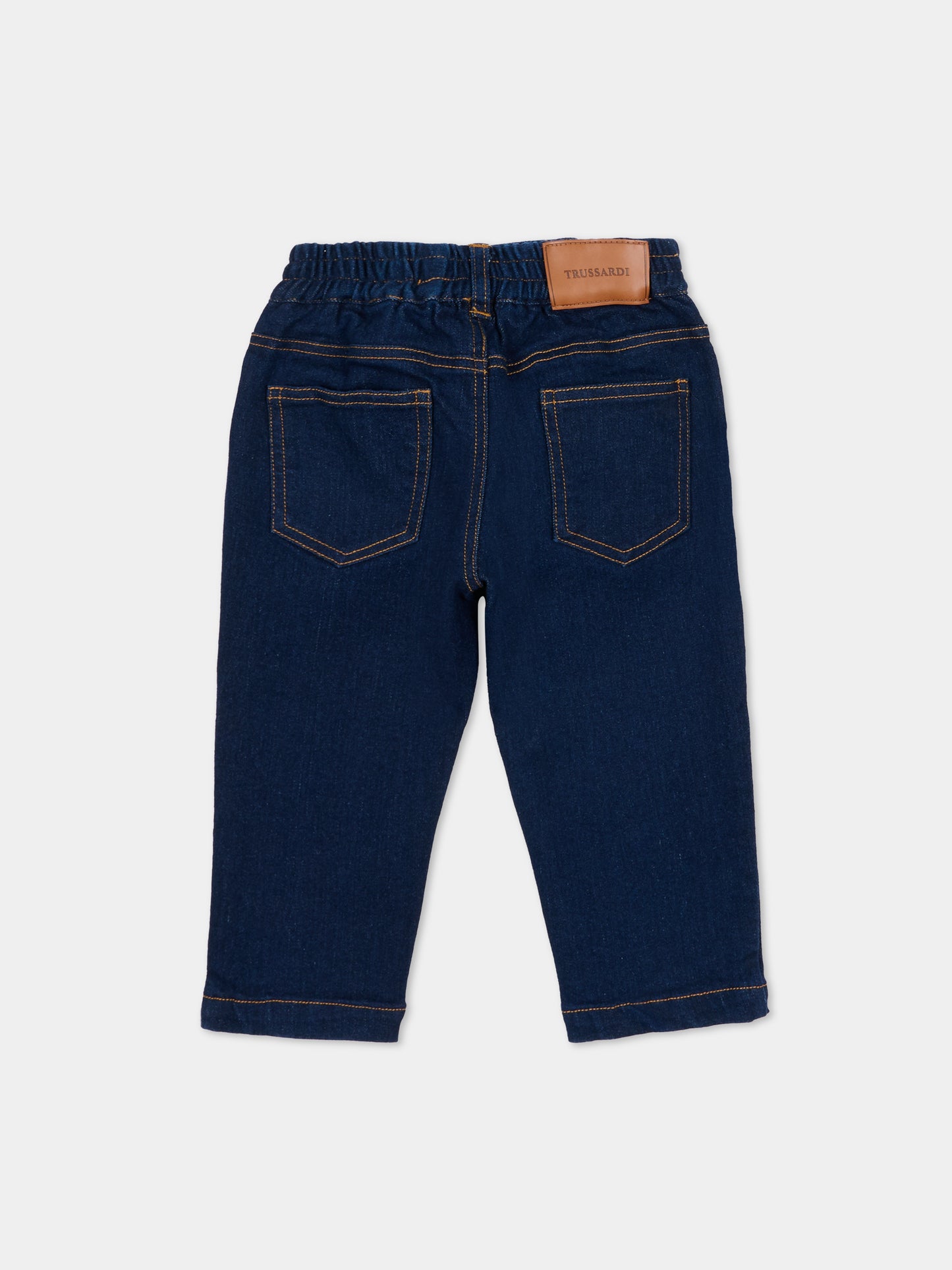 Jeans denim per neonato con logo,Trussardi Junior,TIA25098JE DENIM BLUE