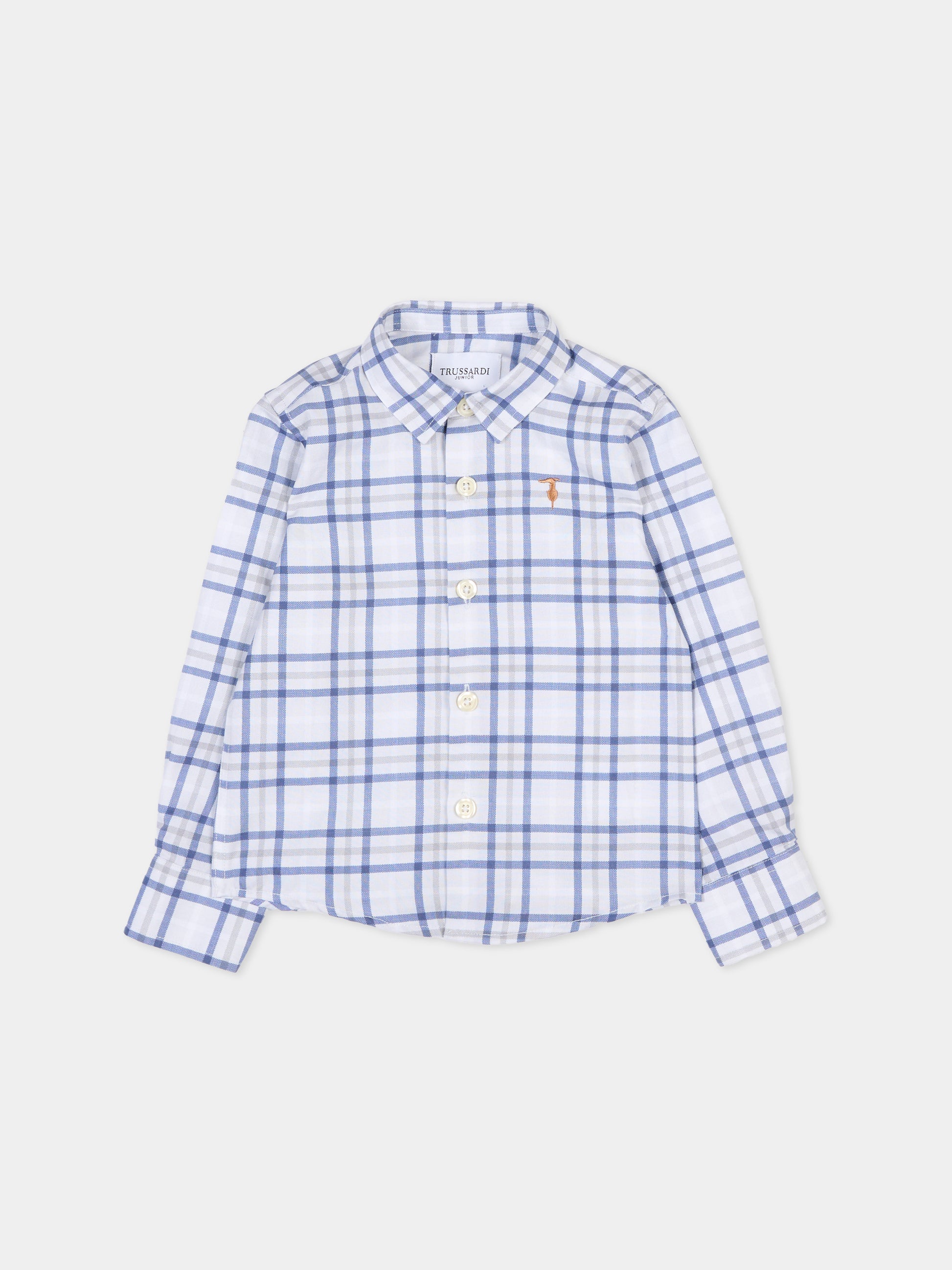 Camicia bianca per neonato con logo,Trussardi Junior,TIA25105CA OFF-WHITE TAILOR