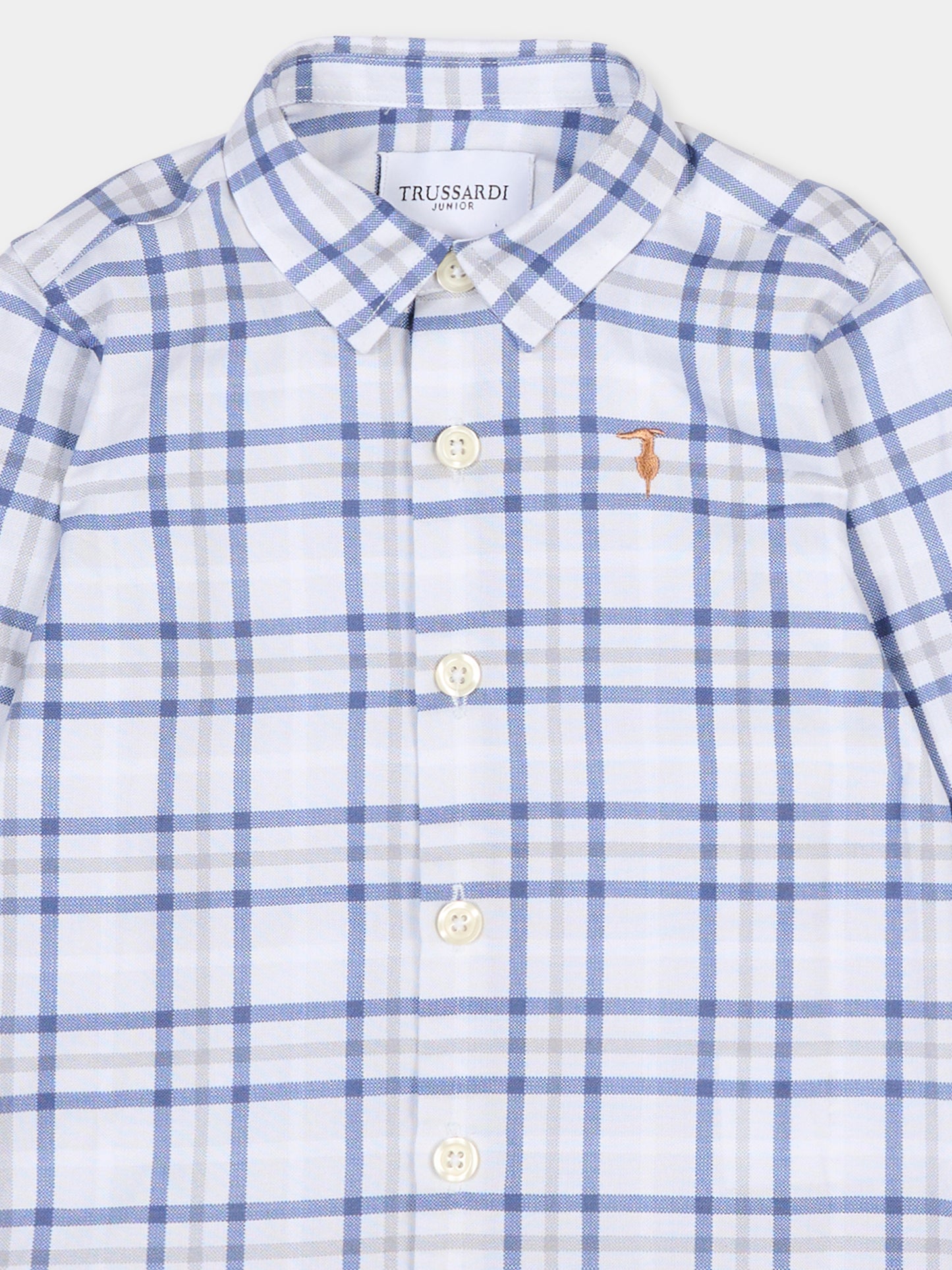 Camicia bianca per neonato con logo,Trussardi Junior,TIA25105CA OFF-WHITE TAILOR
