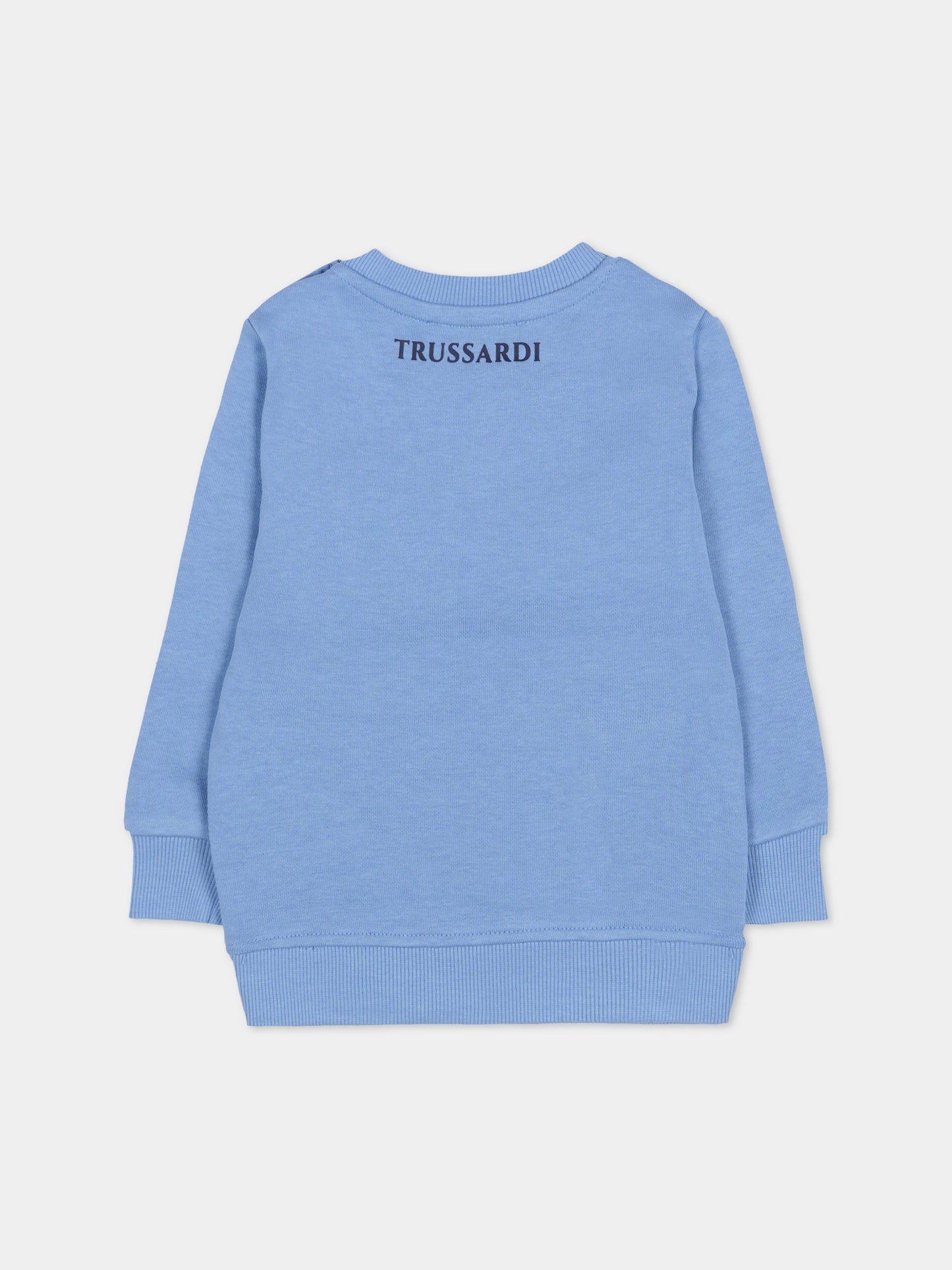 Felpa celeste per neonato con automobile,Trussardi Junior,TIA25117FE RIVIERA