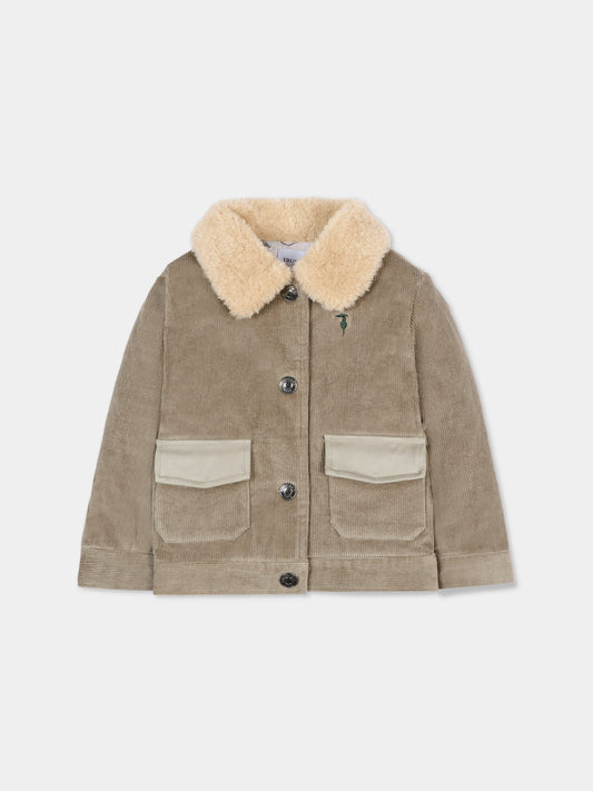 Giubbotto beige per neonato con logo,Trussardi Junior,TIA25137GB CHINCHILLA