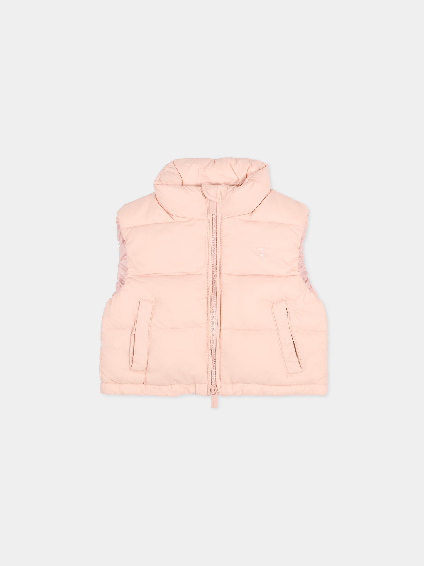 Gilet rosa per neonata con logo,Trussardi Junior,TIA25193PI ROSE SMOKE