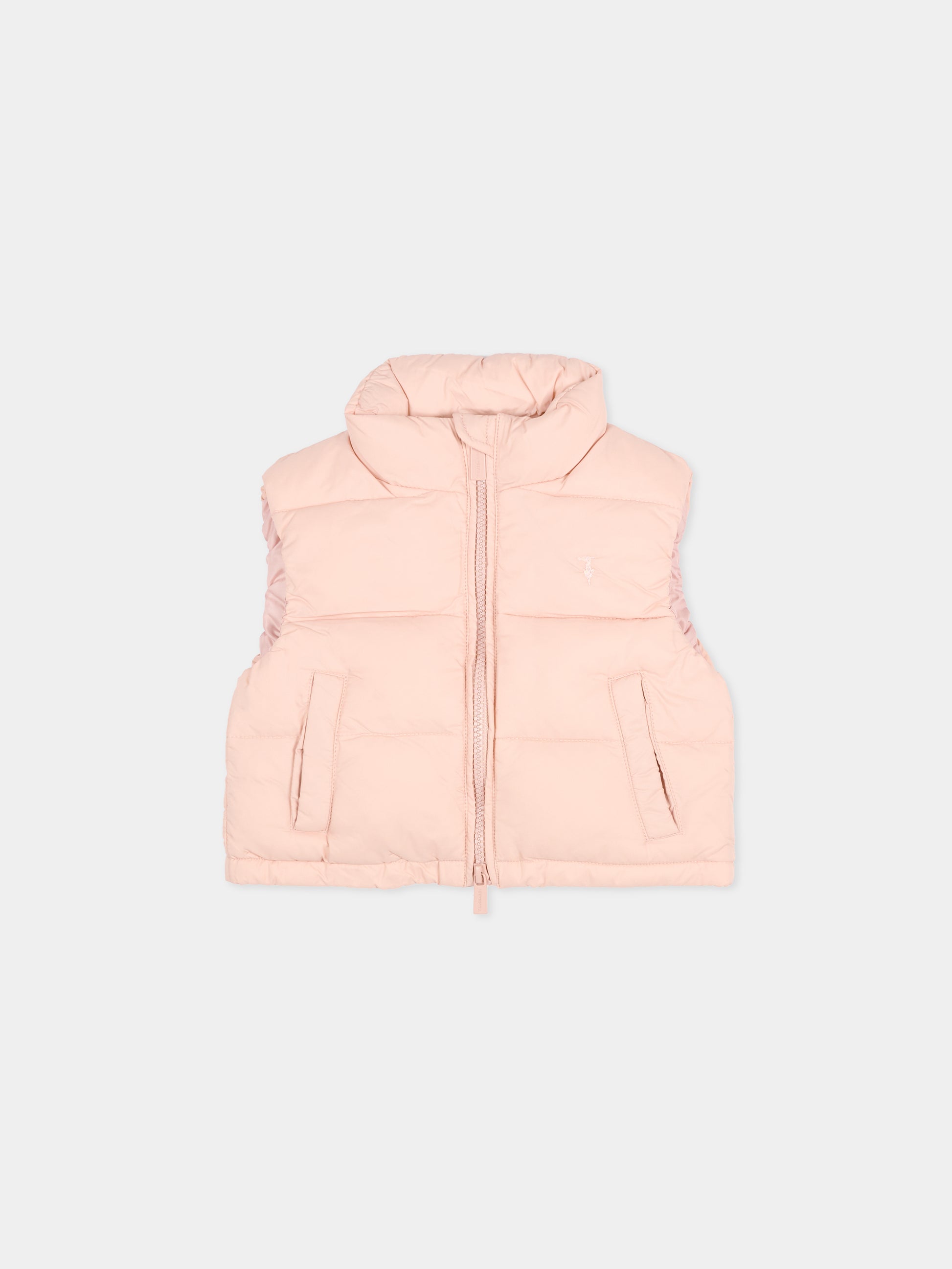 Gilet rosa per neonata con logo,Trussardi Junior,TIA25193PI ROSE SMOKE