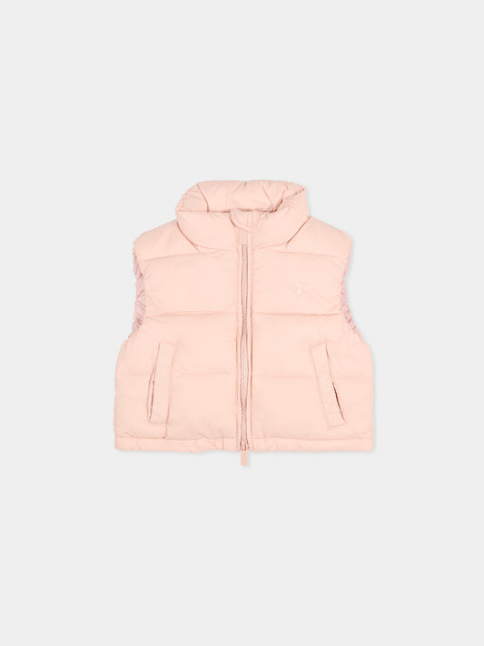 Gilet rosa per neonata con logo,Trussardi Junior,TIA25193PI ROSE SMOKE
