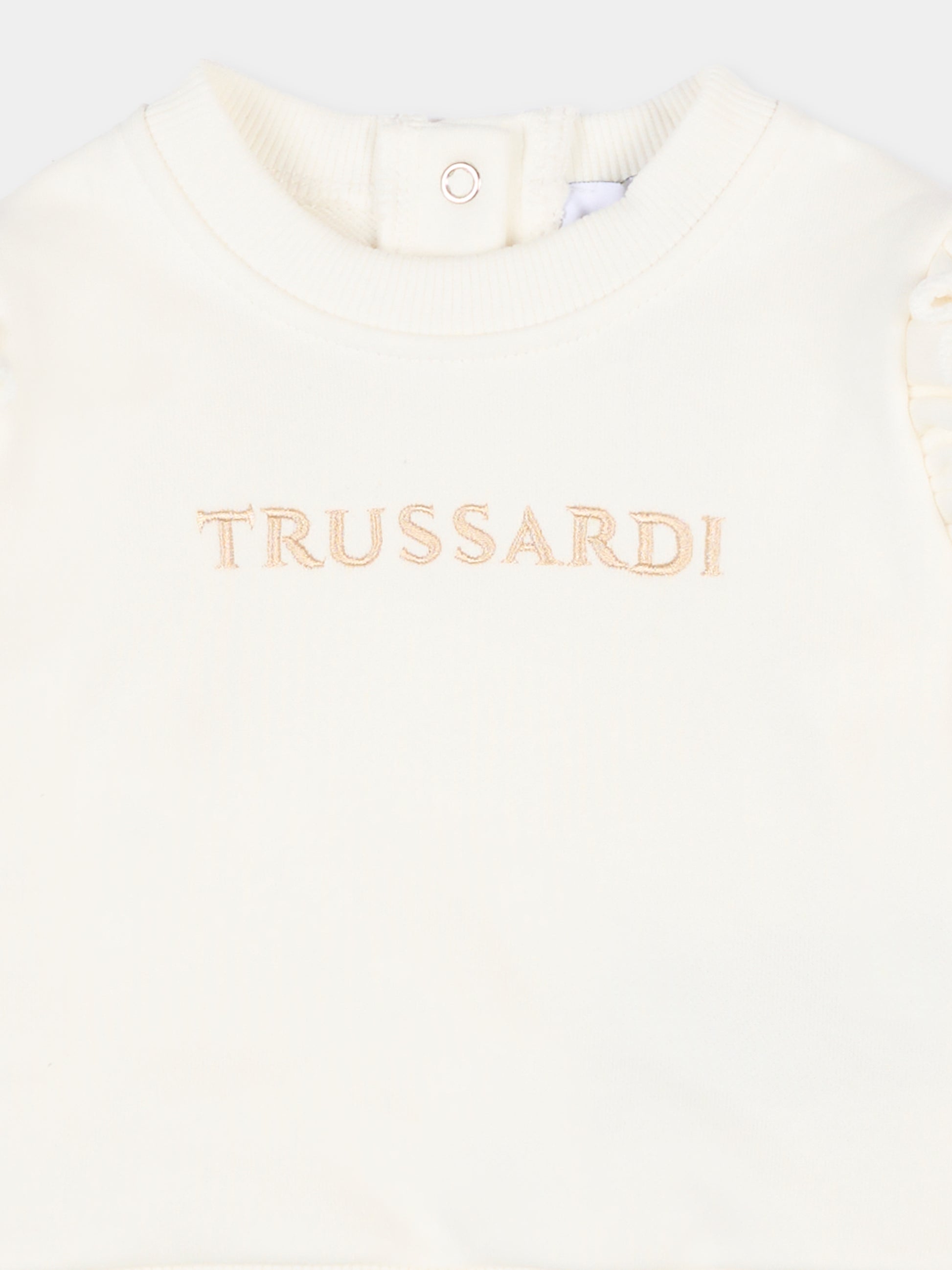 Felpa avorio per neonata con logo,Trussardi Junior,TIA25197FE GREY LIGHT