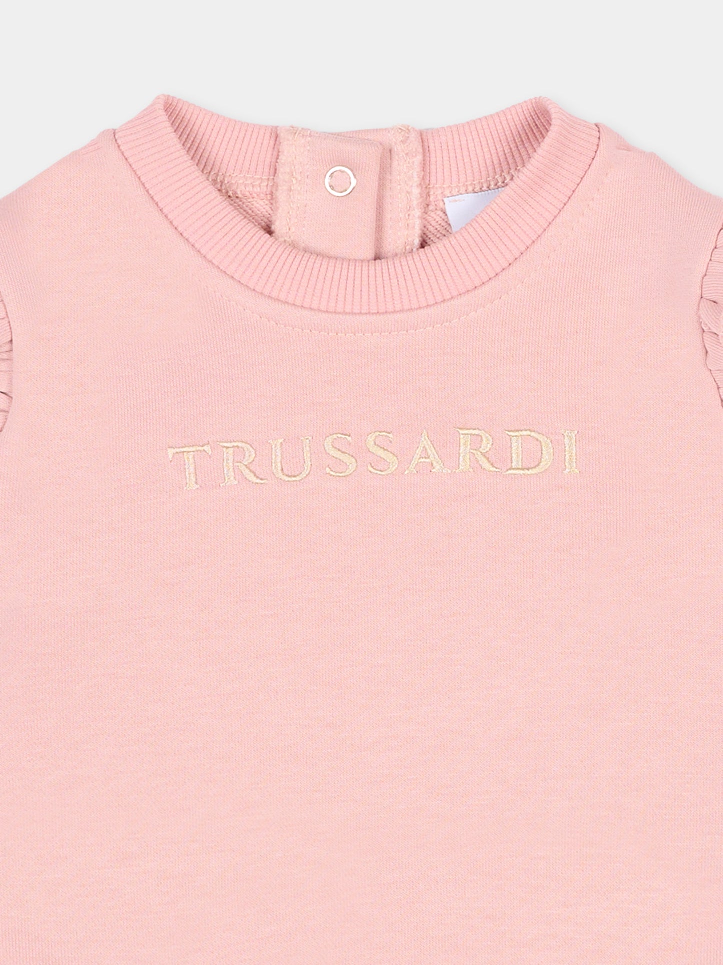 Felpa rosa per neonata con logo,Trussardi Junior,TIA25197FE ROSE SMOKE
