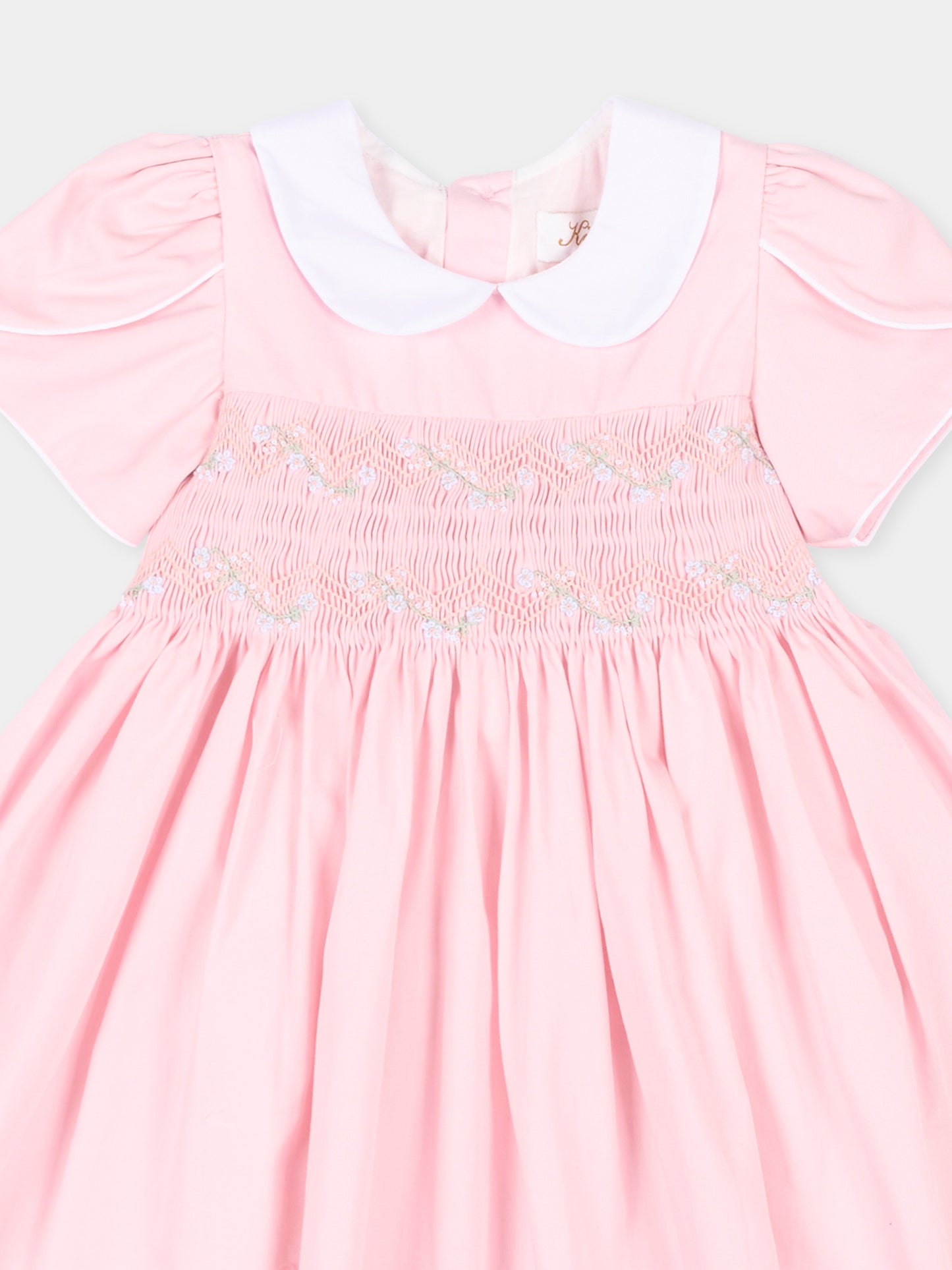 Vestito rosa Clémence per neonata,Kidiwi Handmade,36091-TU287