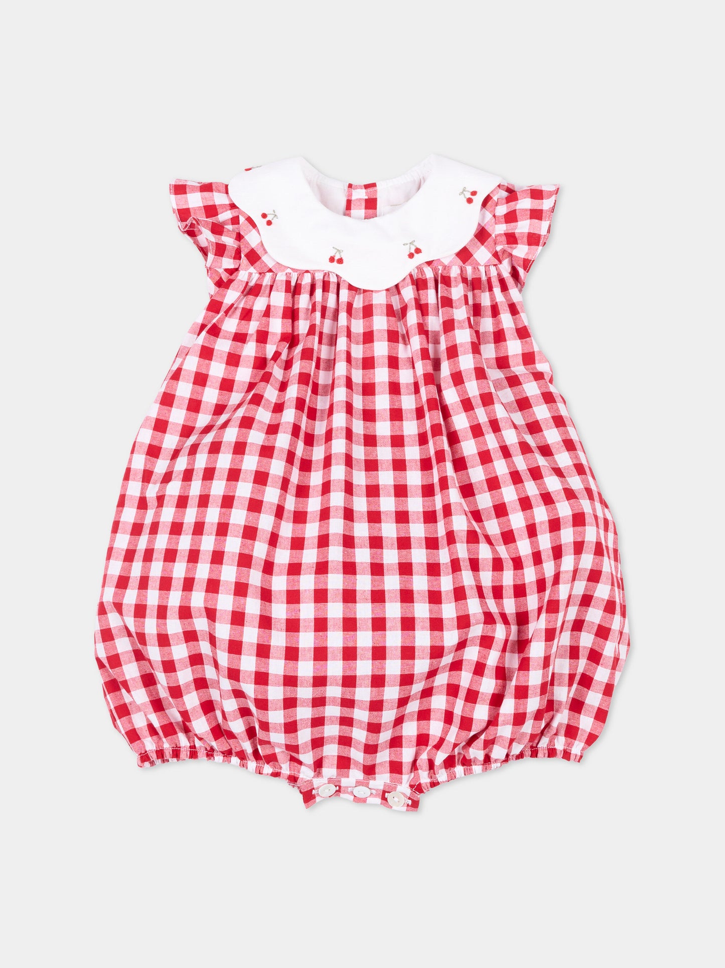 Pagliaccetto rosso Charlotte per neonata vichy,Kidiwi Handmade,36232-TC021