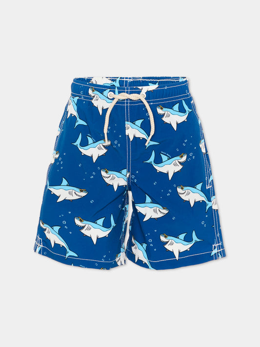 Boxer mare blu Reef per bambino con squali,Mc2 Saint Barth,REF0001 03219L