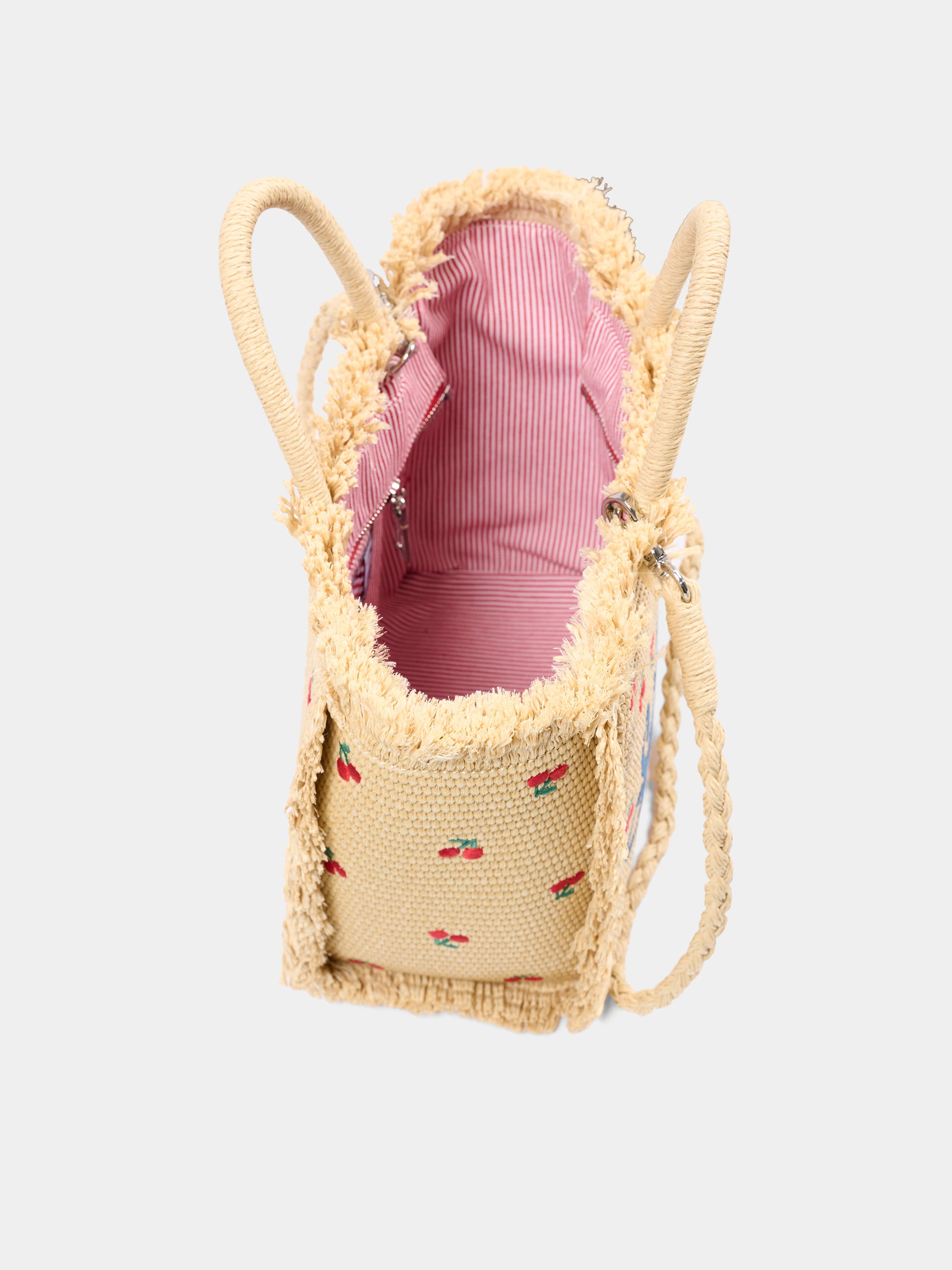 Borsa mare beige Colette Straw per bambina con ciliegie,Mc2 Saint Barth,COL0017 00345L