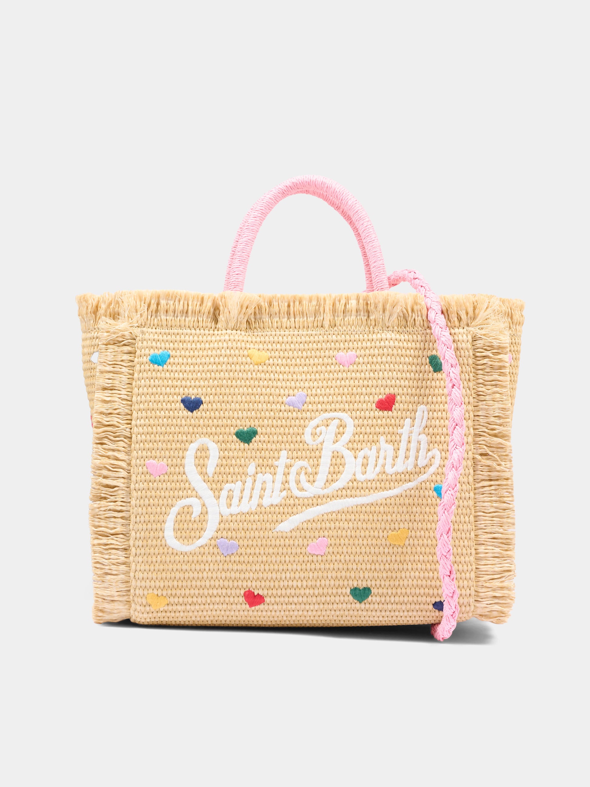 Borsa mare beige Colette Straw per bambina con cuori,Mc2 Saint Barth,COL0017 00344L