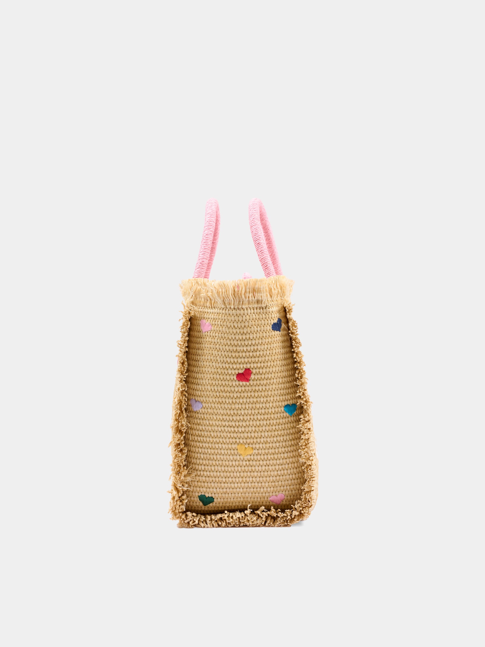 Borsa mare beige Colette Straw per bambina con cuori,Mc2 Saint Barth,COL0017 00344L