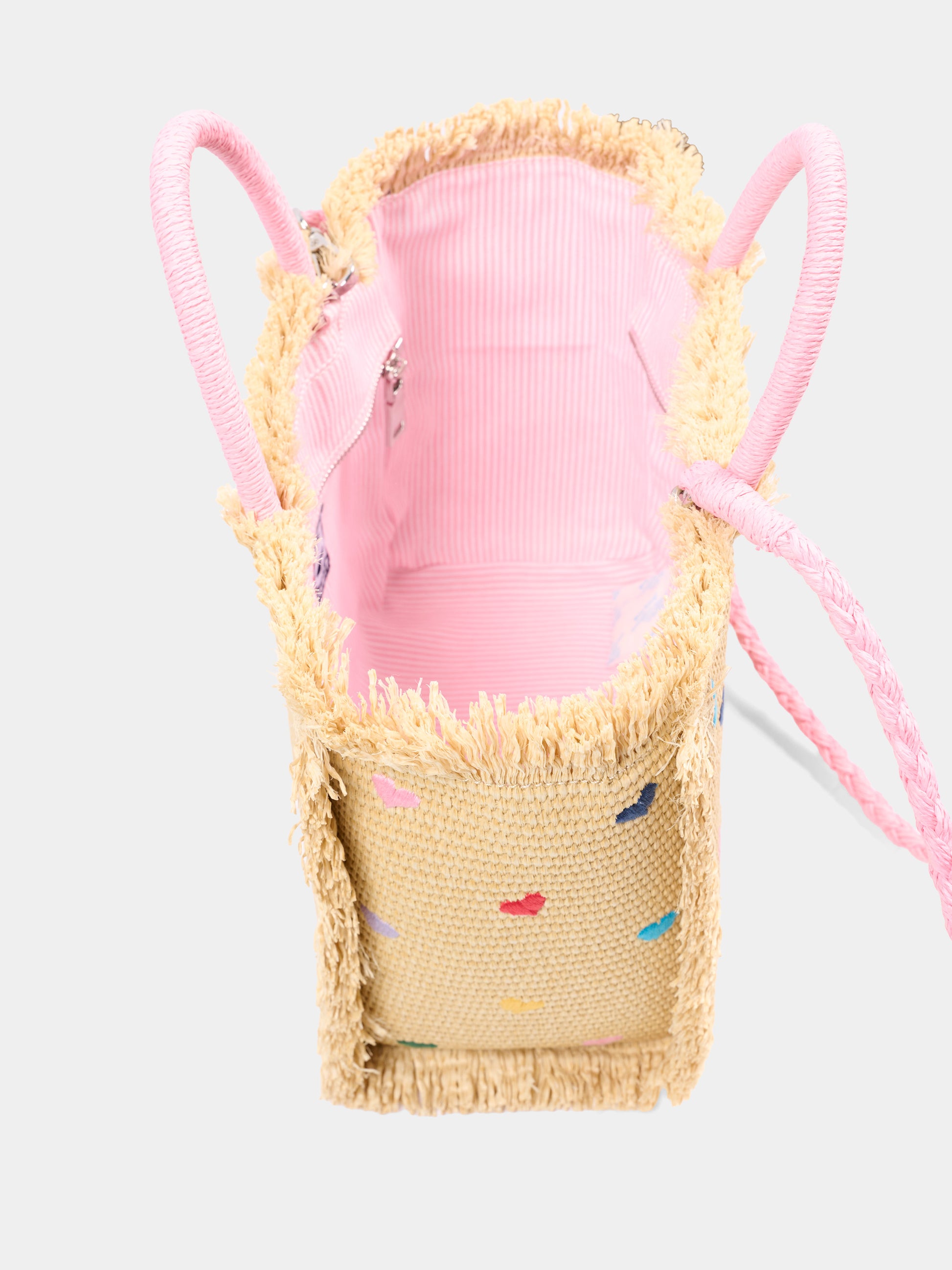 Borsa mare beige Colette Straw per bambina con cuori,Mc2 Saint Barth,COL0017 00344L