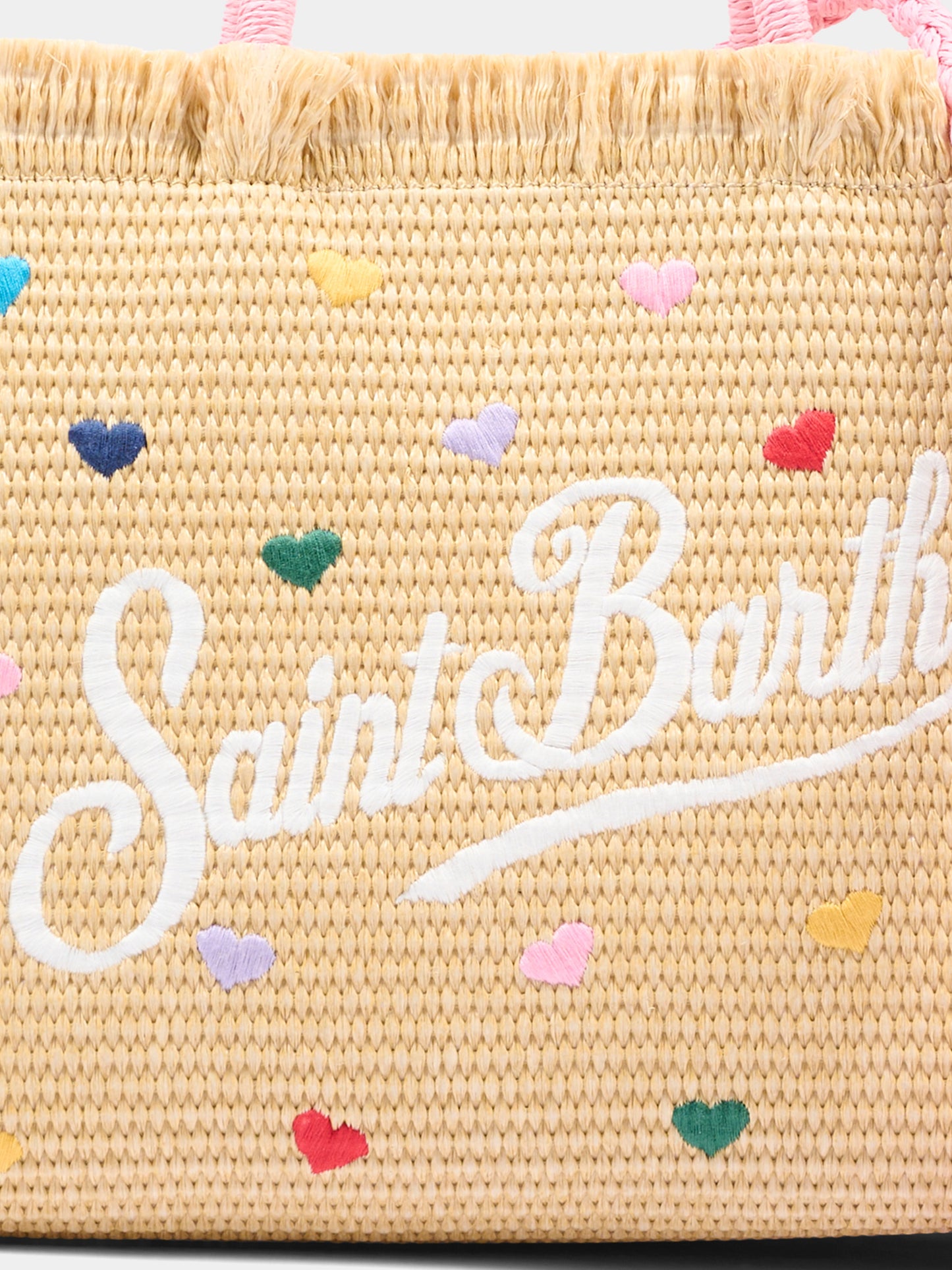 Borsa mare beige Colette Straw per bambina con cuori,Mc2 Saint Barth,COL0017 00344L