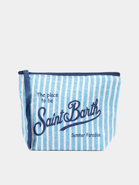 Pochette azzurra Aline Linen per bambini a righe,Mc2 Saint Barth,ALI0004 00398L