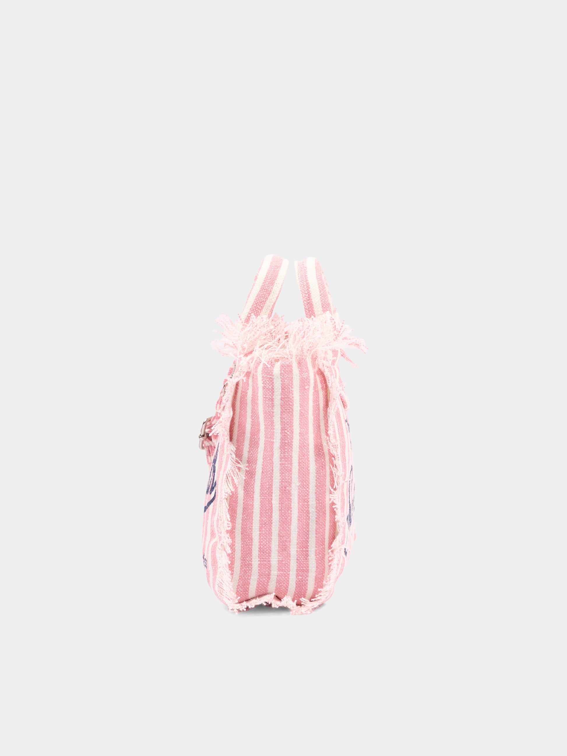 Borsa rosa Vanity Mini Linen per bambina a righe,Mc2 Saint Barth,VAMI008 00397L