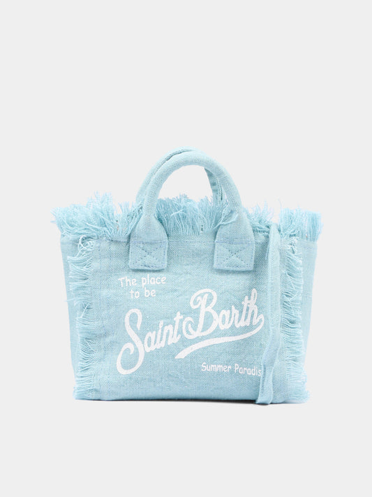 Borsa celeste Vanity Mini Linen per bambina,Mc2 Saint Barth,VAMI008 00555L