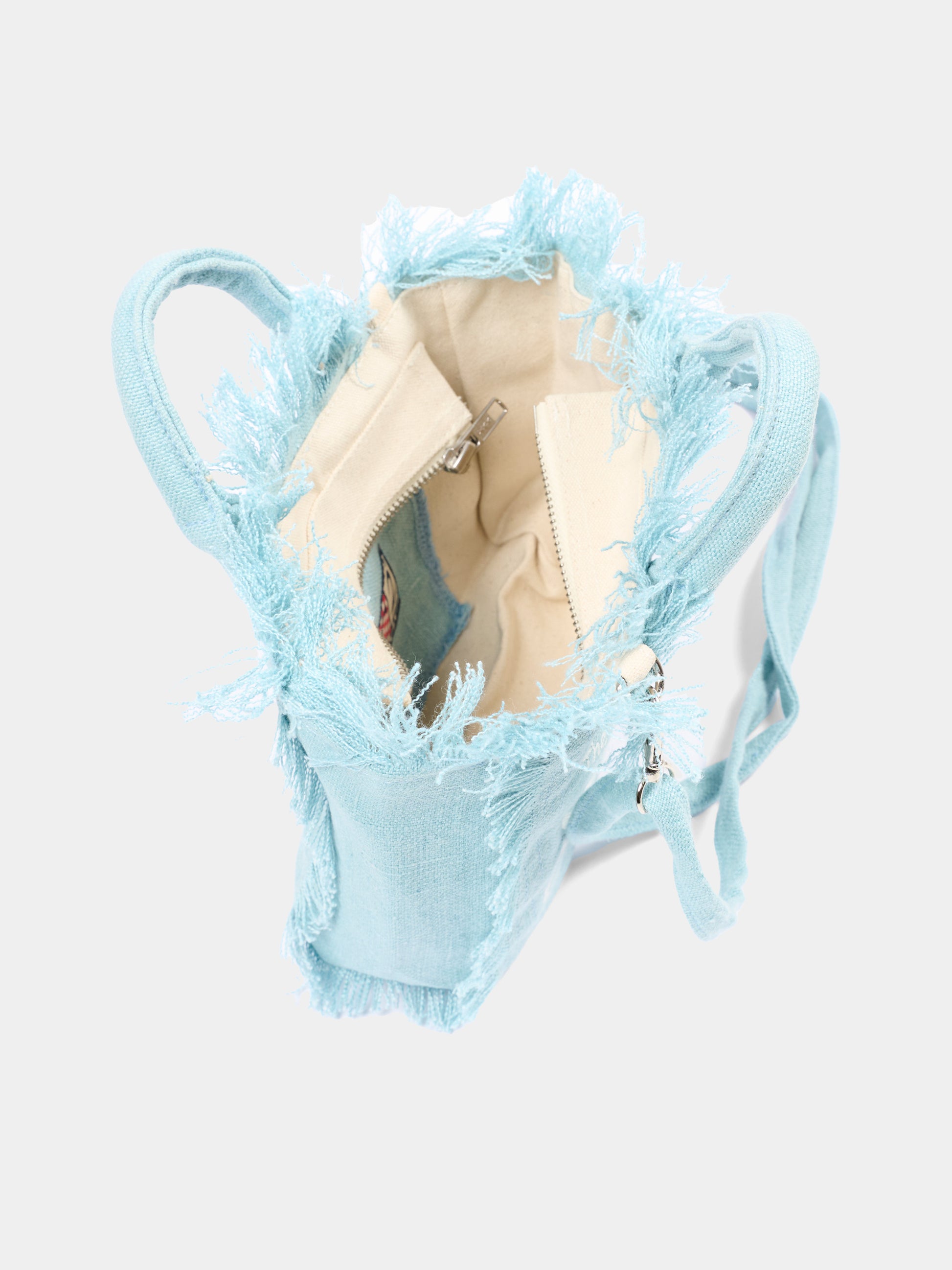 Borsa celeste Vanity Mini Linen per bambina,Mc2 Saint Barth,VAMI008 00555L