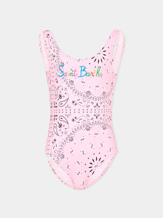 Costume rosa Cara per bambina stampa bandana,Mc2 Saint Barth,CARA001 00901L