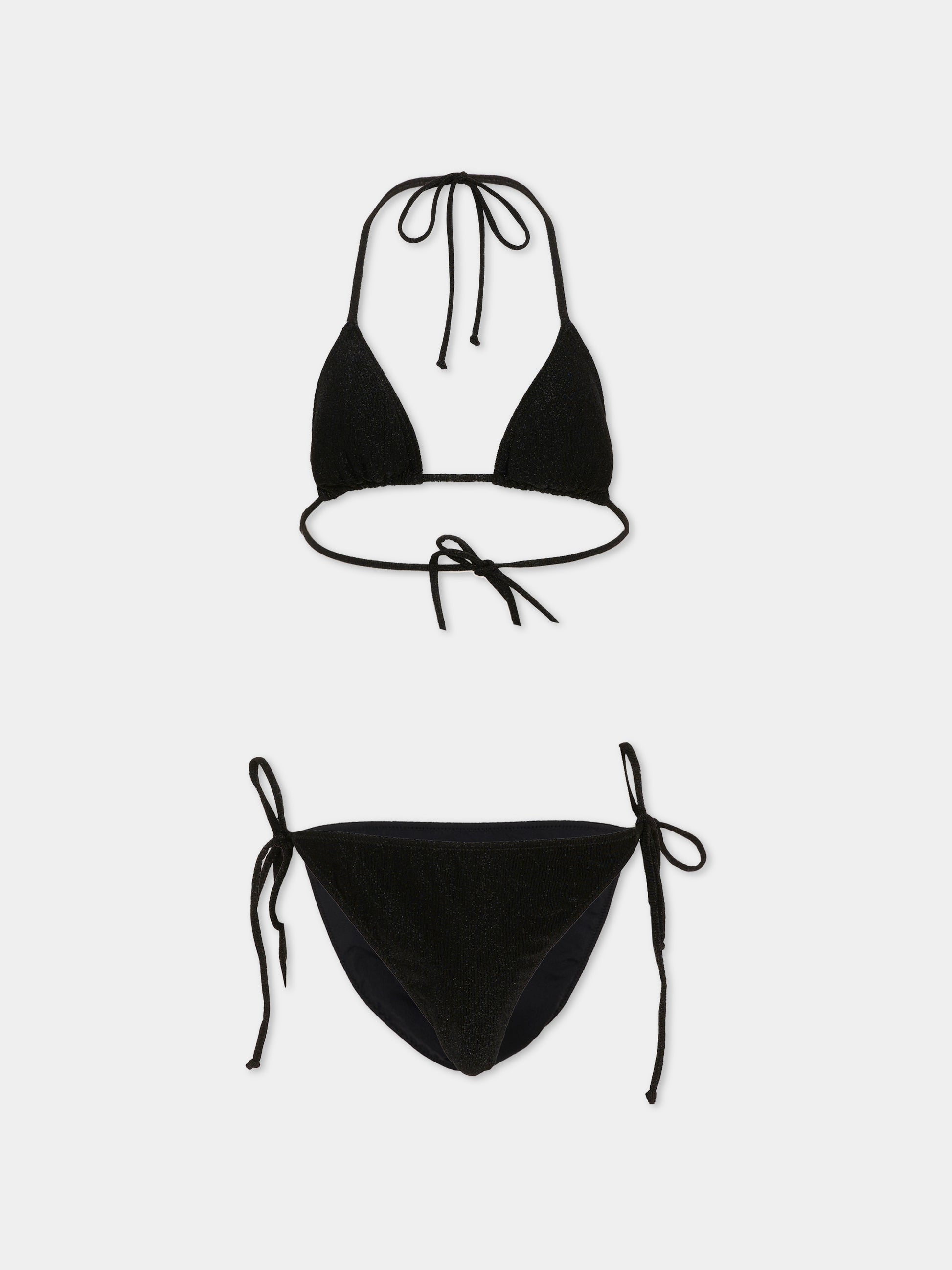 Bikini nero Leah Teen per bambina in lurex,Mc2 Saint Barth,LEH00011 00077L