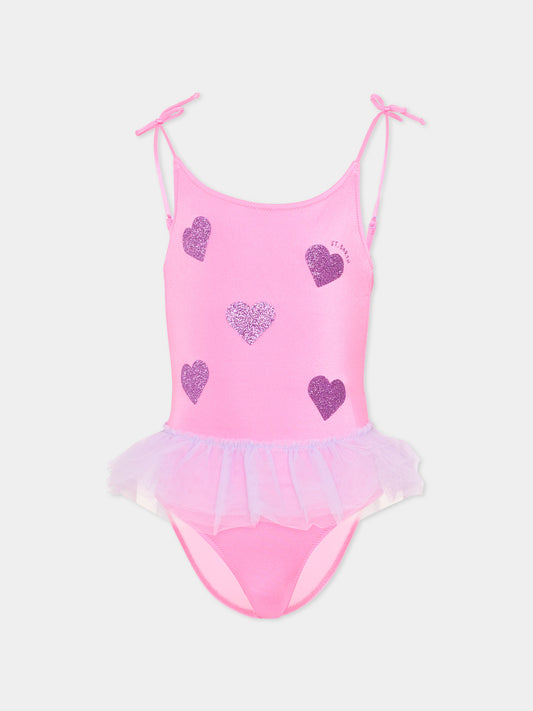 Costume intero fucsia per bambina con cuori,Mc2 Saint Barth,DANC0001 03045L