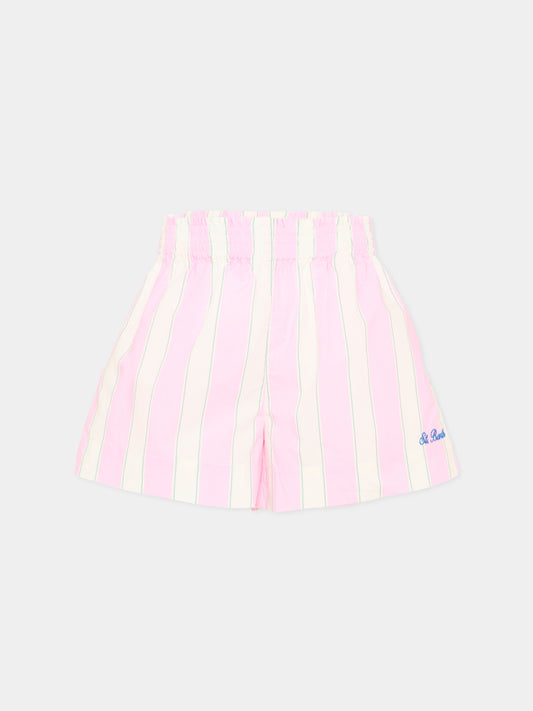 Shorts rosa Meave Jr per bambina a righe,Mc2 Saint Barth,MEA001 00897L