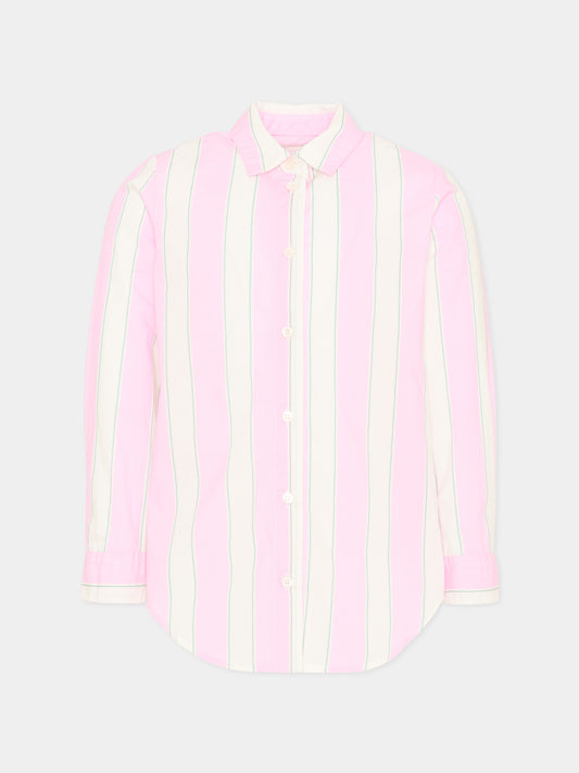 Camicia rosa Mini Brigitte per bambina a righe,Mc2 Saint Barth,BRIG003 00897L