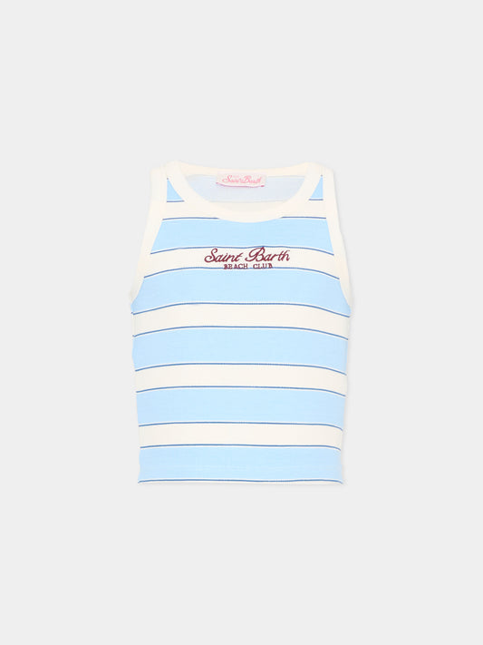 Top azzurro Blue Jr per bambina con logo,Mc2 Saint Barth,BLUE002 02676L