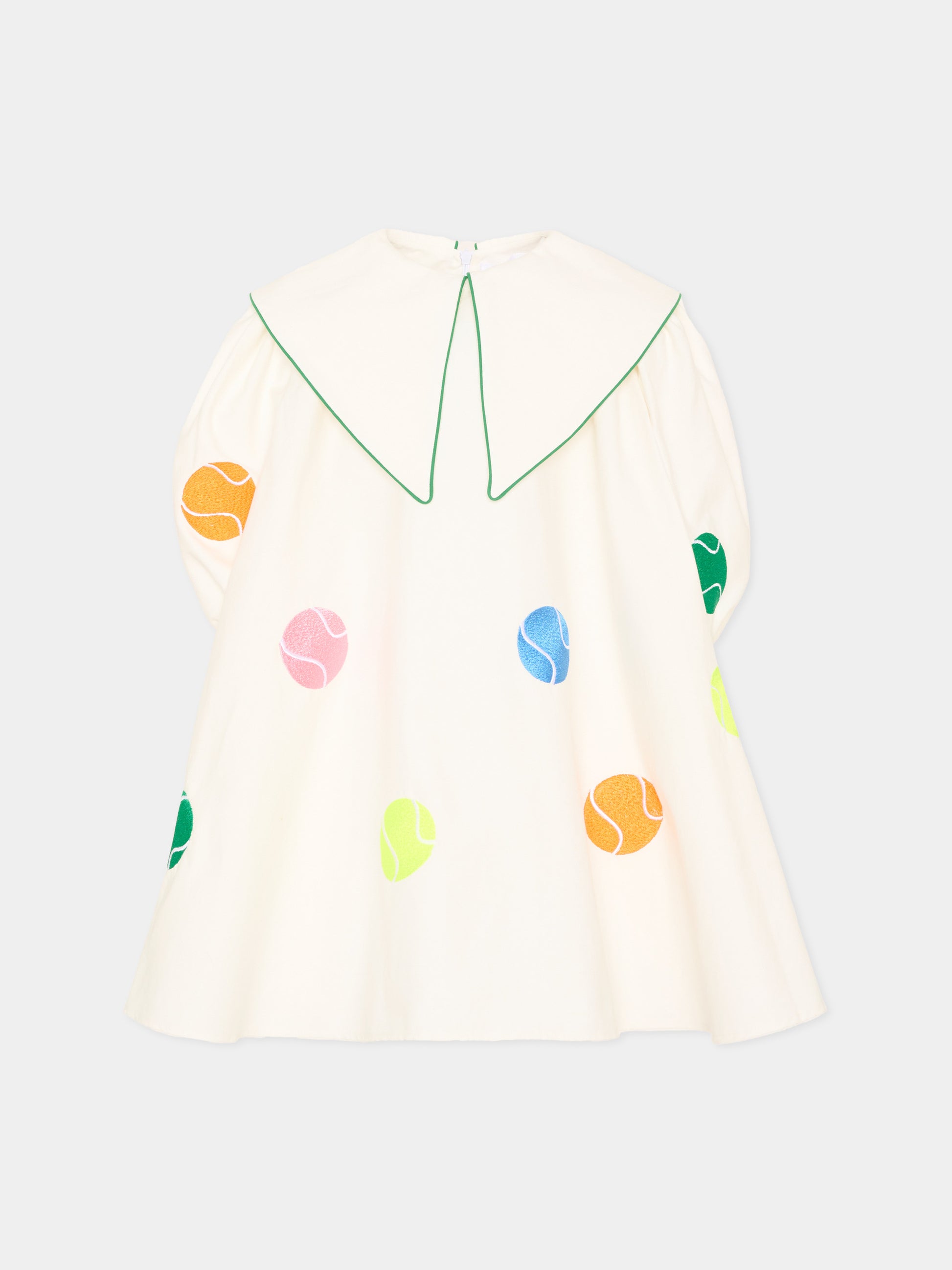 Vestito avorio per bambina con ricami,Pangolini Kids,TENNIS BALL DRESS