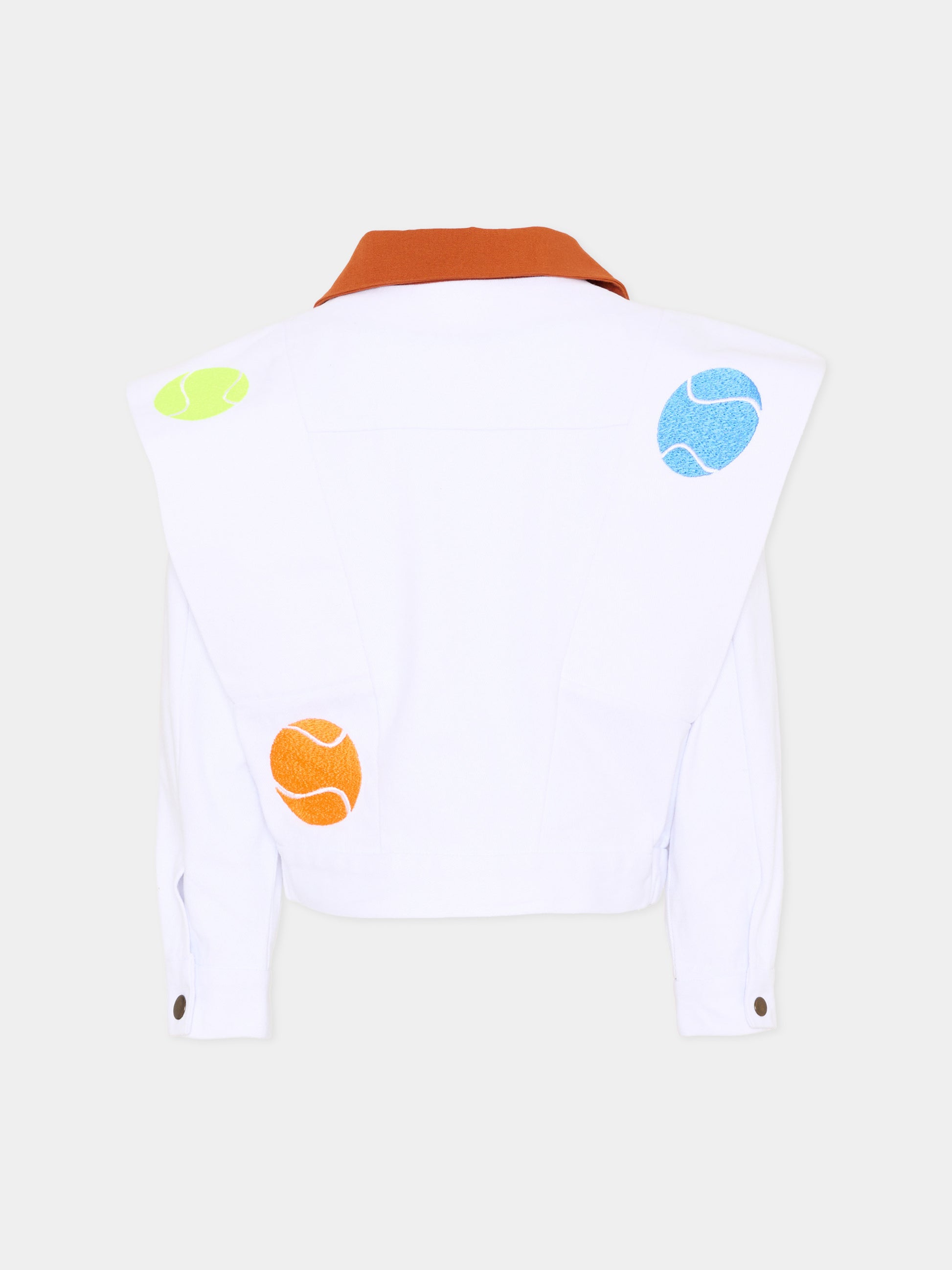 Giacca bianca Tennis Ball Jacket per bambina,Pangolini Kids,TENNIS BALL JACKET