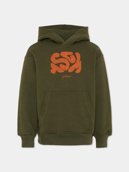 Felpa verde per bambino con logo,Msgm Kids,F5MSJBHS211 082