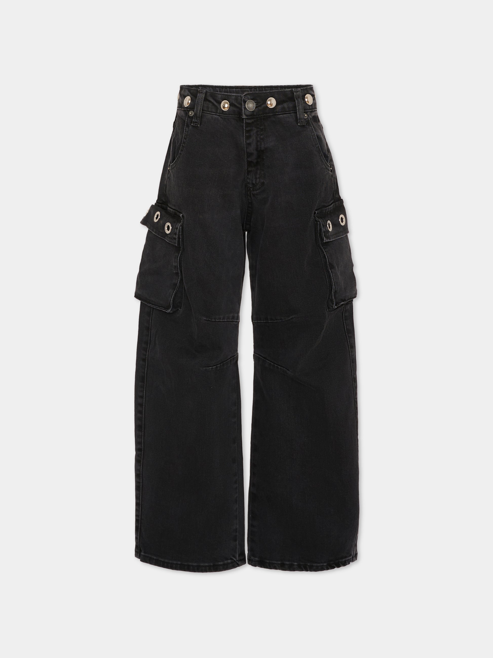 Jeans neri per bambina con borchie,Msgm Kids,F5MSJGDP034 110