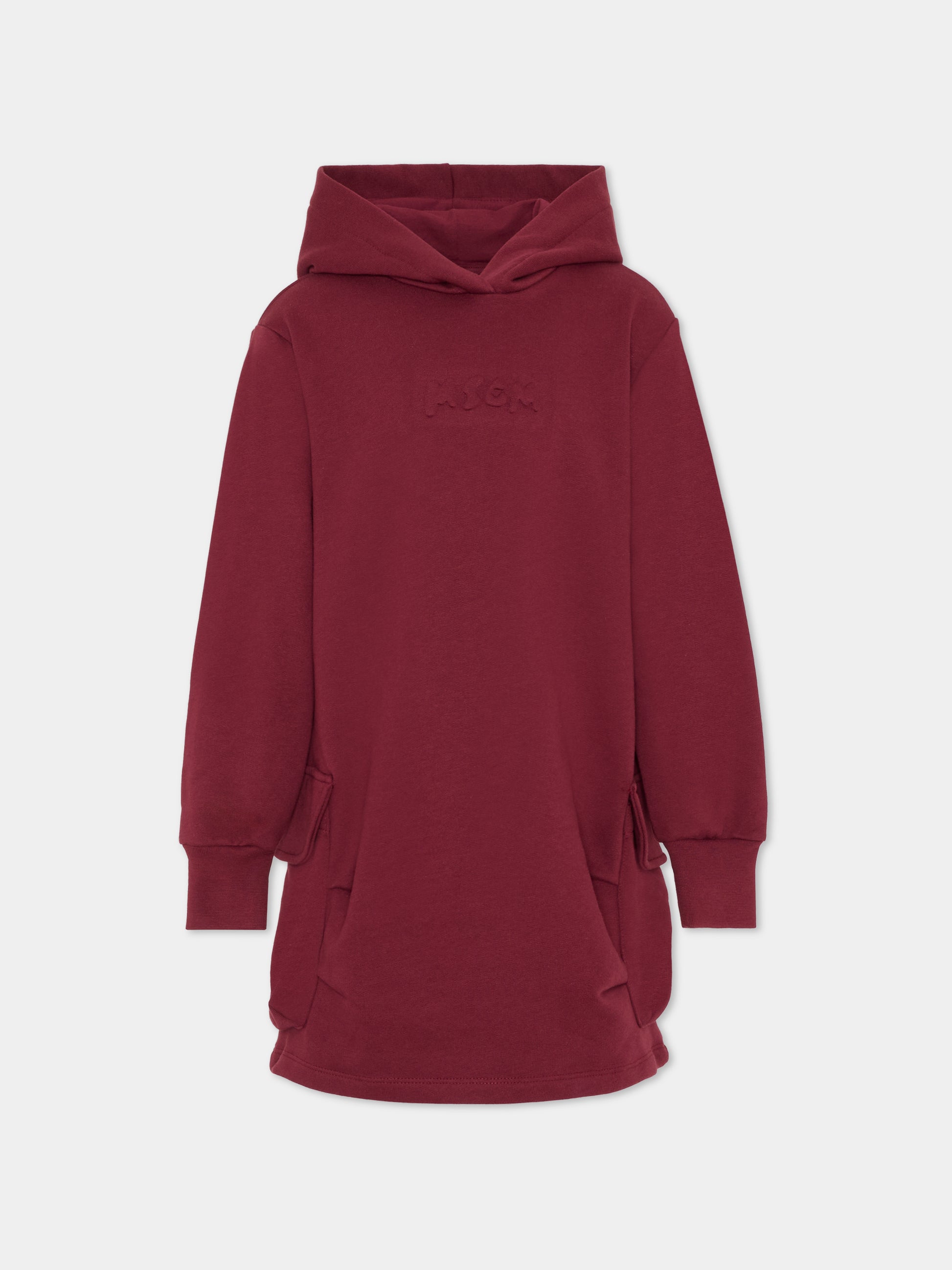 Vestito bordeaux per bambina con logo,Msgm Kids,F5MSJGDR028 MS034