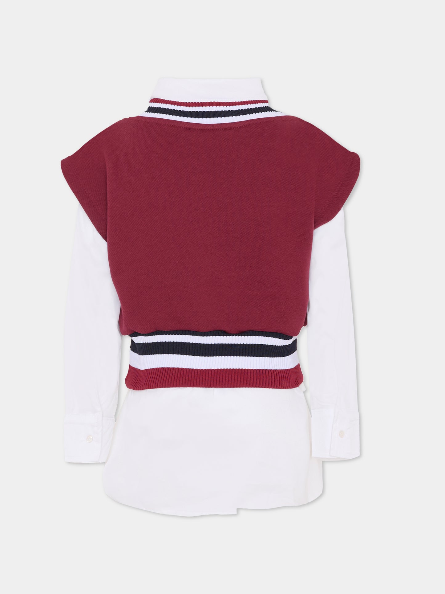 Maglia gilet bordeaux per bambina con logo,Msgm Kids,F5MSJGDR117 MS054