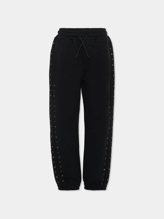 Pantaloni neri per bambino con borchie,Msgm Kids,F5MSJGFP150 110
