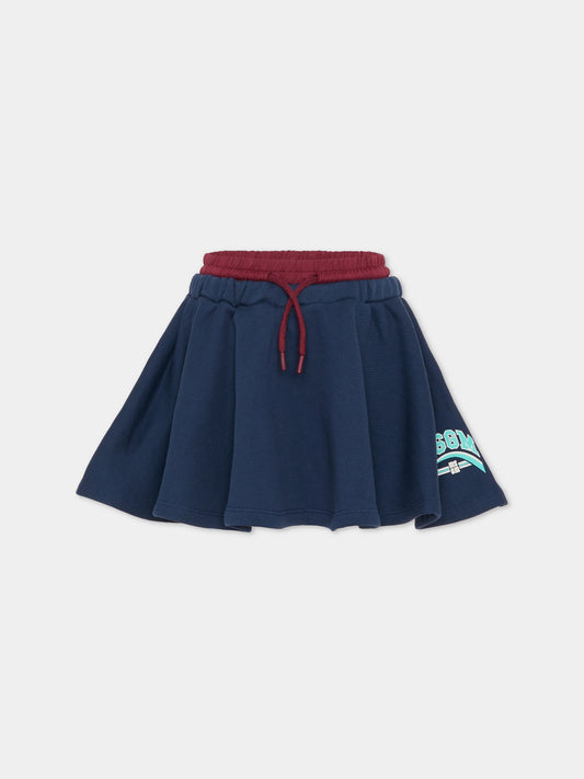 Gonna blu per bambina con logo,Msgm Kids,F5MSJGST127 MS032