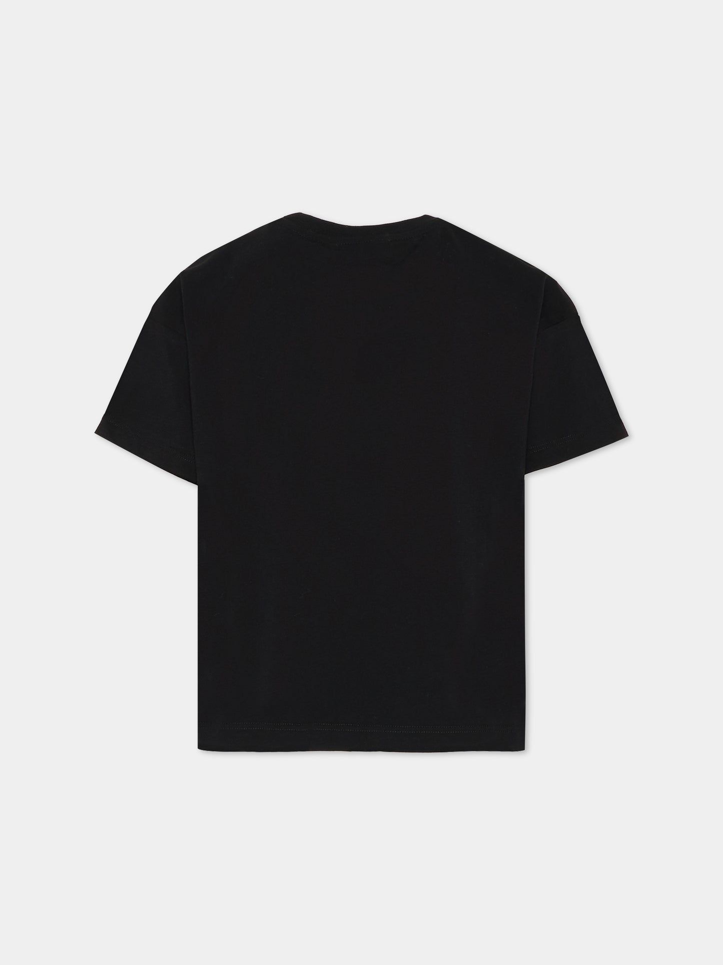 T-shirt nera per bambina con logo animalier,Msgm Kids,F5MSJGTH141 110