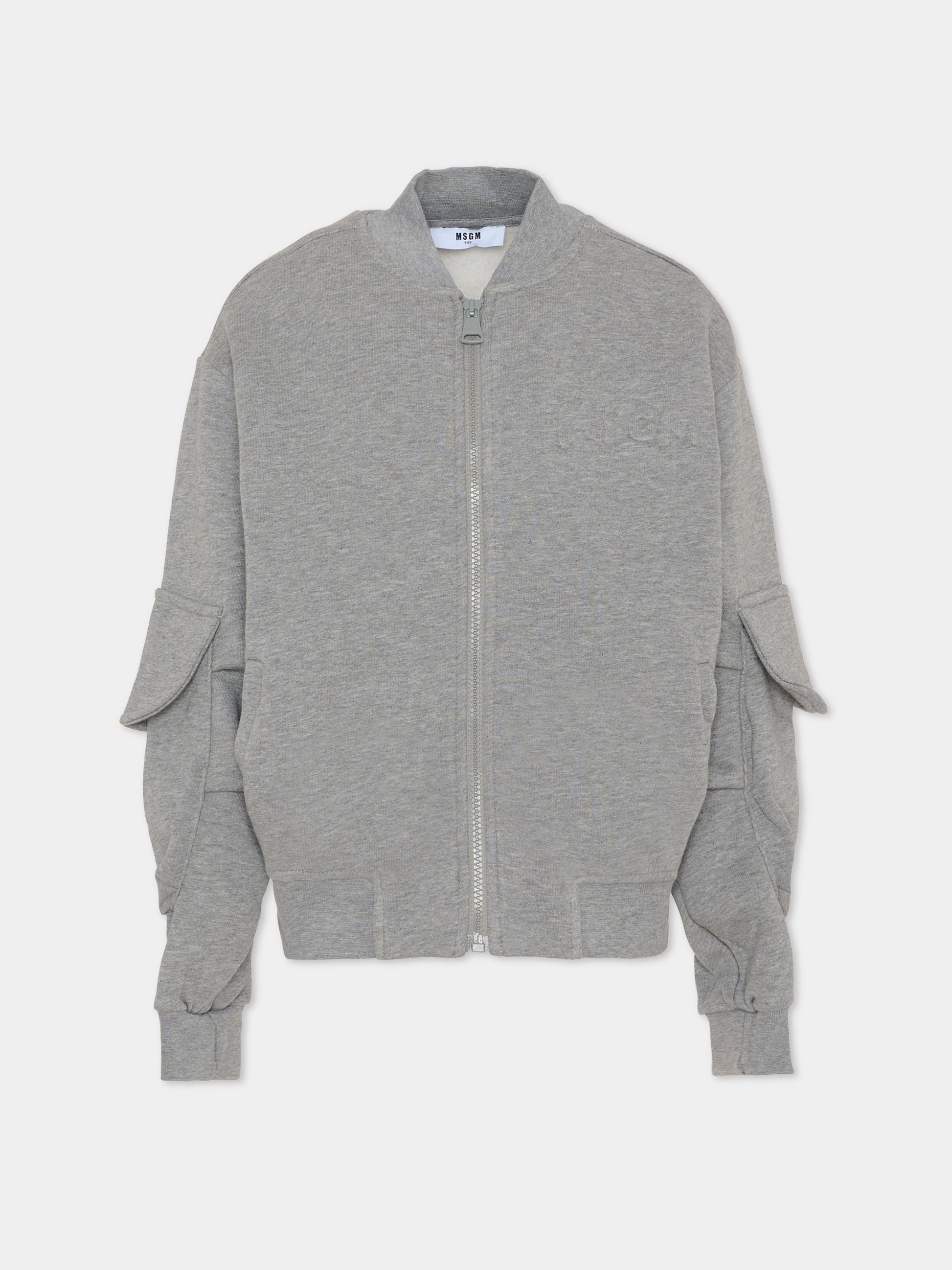 Felpa grigia per bambini con logo,Msgm Kids,F5MSJUBO026 104