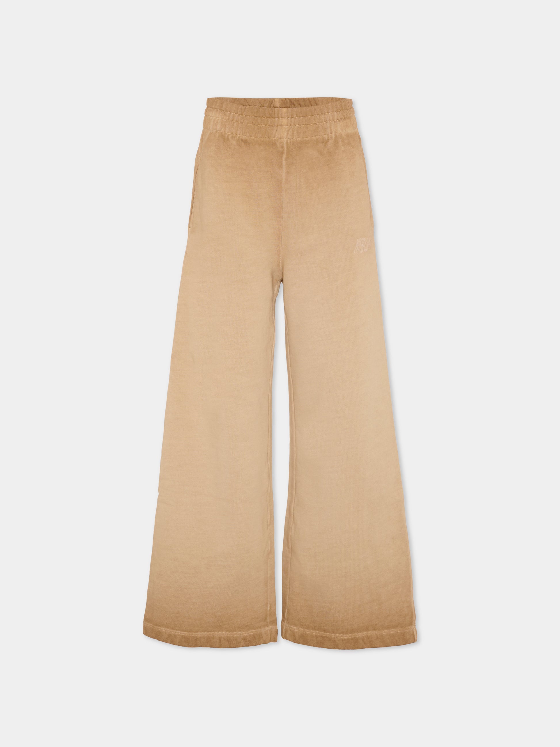 Pantaloni beige per bambini con logo,Msgm Kids,F5MSJUFP022 MS030