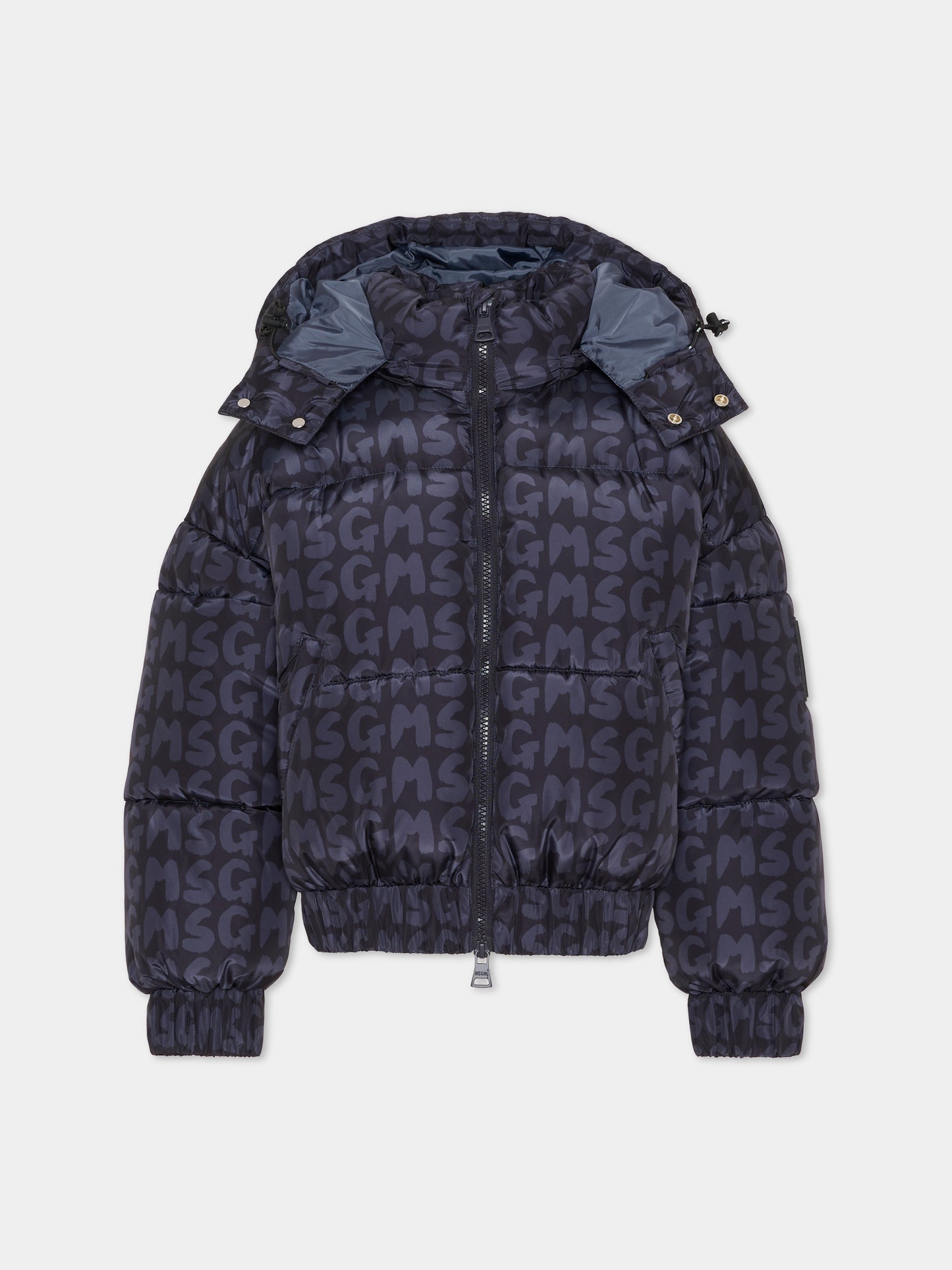 Piumino nero per bambini con logo,Msgm Kids,F5MSJUPF004 110