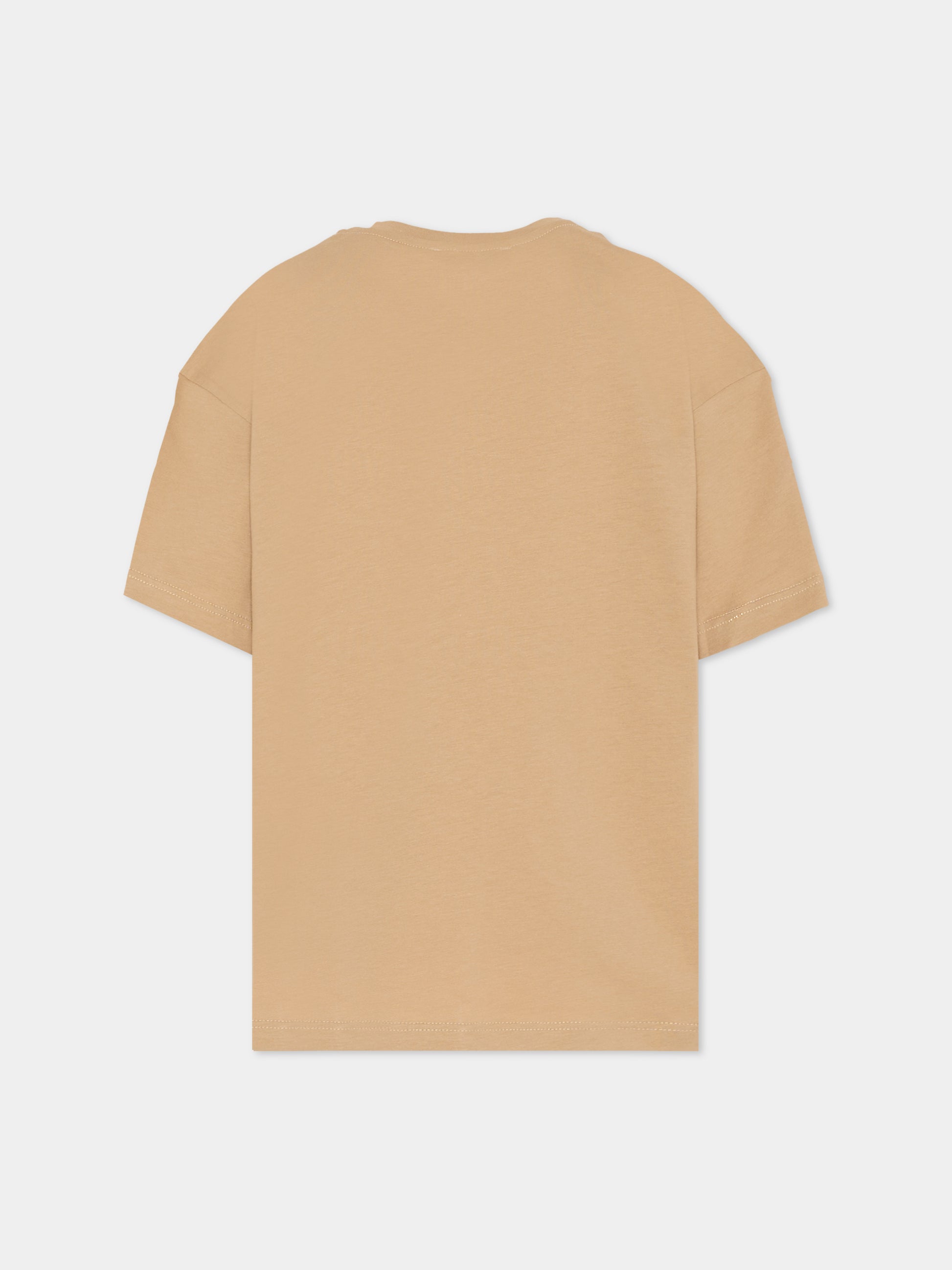 T-shirt beige per bambino con logo,Msgm Kids,F5MSJUTH050 MS030