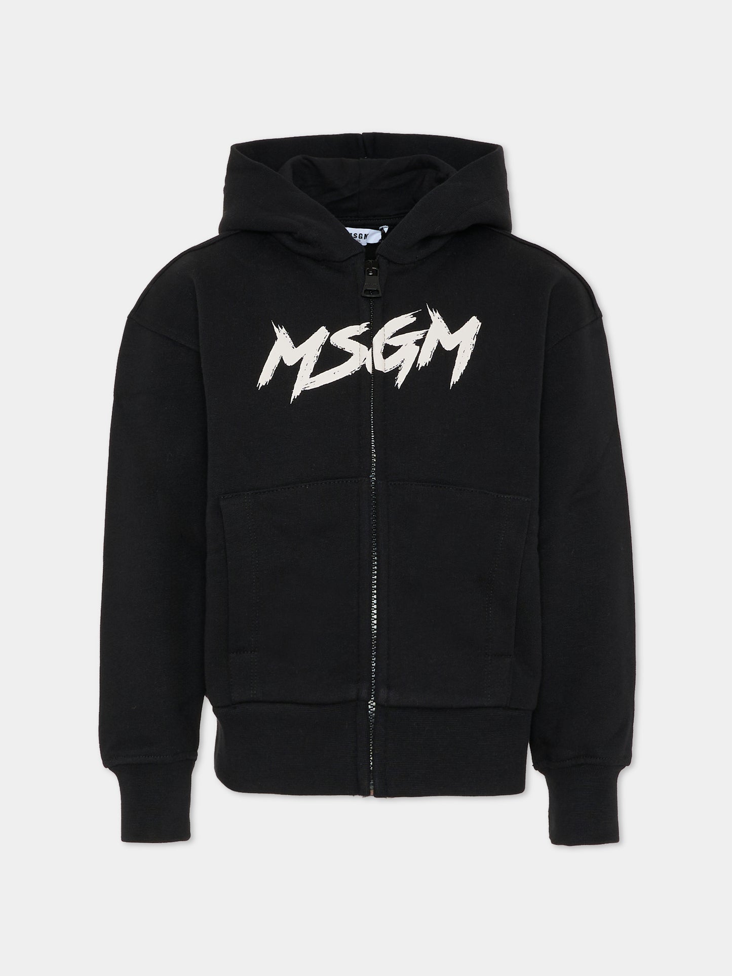 Felpa nera per bambini con logo,Msgm Kids,F5MSJUZH048 110/38