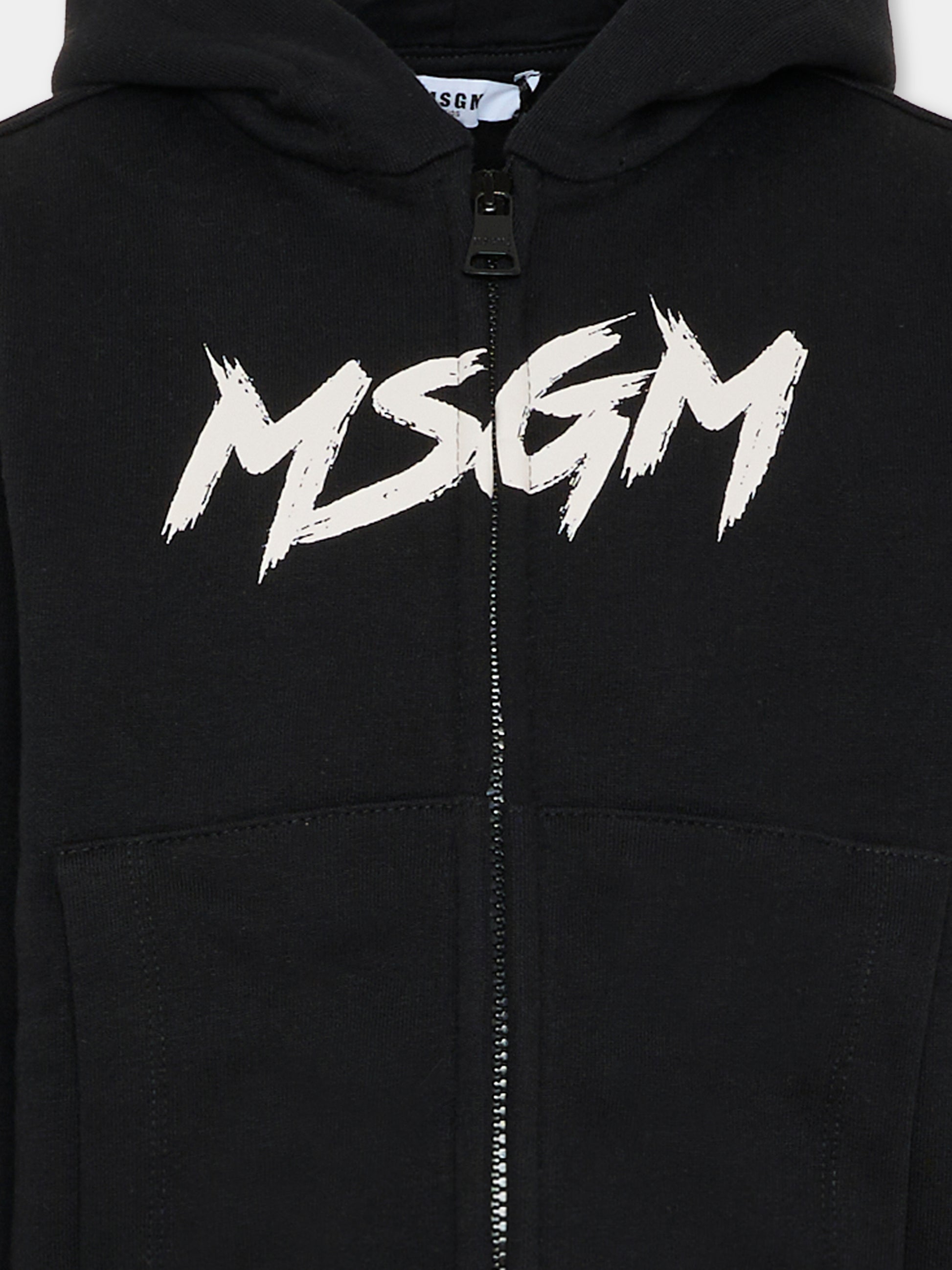Felpa nera per bambini con logo,Msgm Kids,F5MSJUZH048 110/38