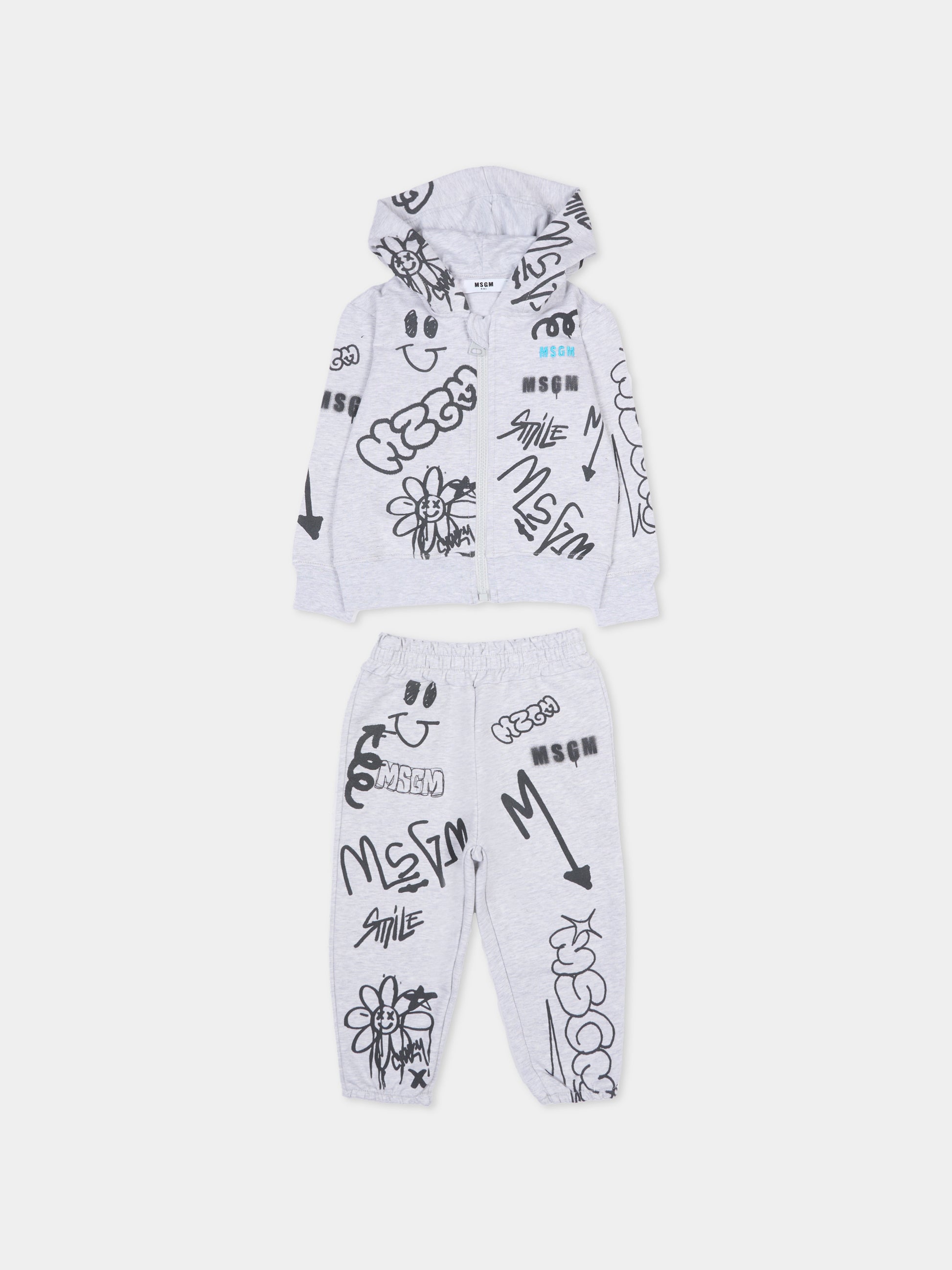 Completo grigio per neonato con stampa graffiti,Msgm Kids,F5MSNBSF295 107