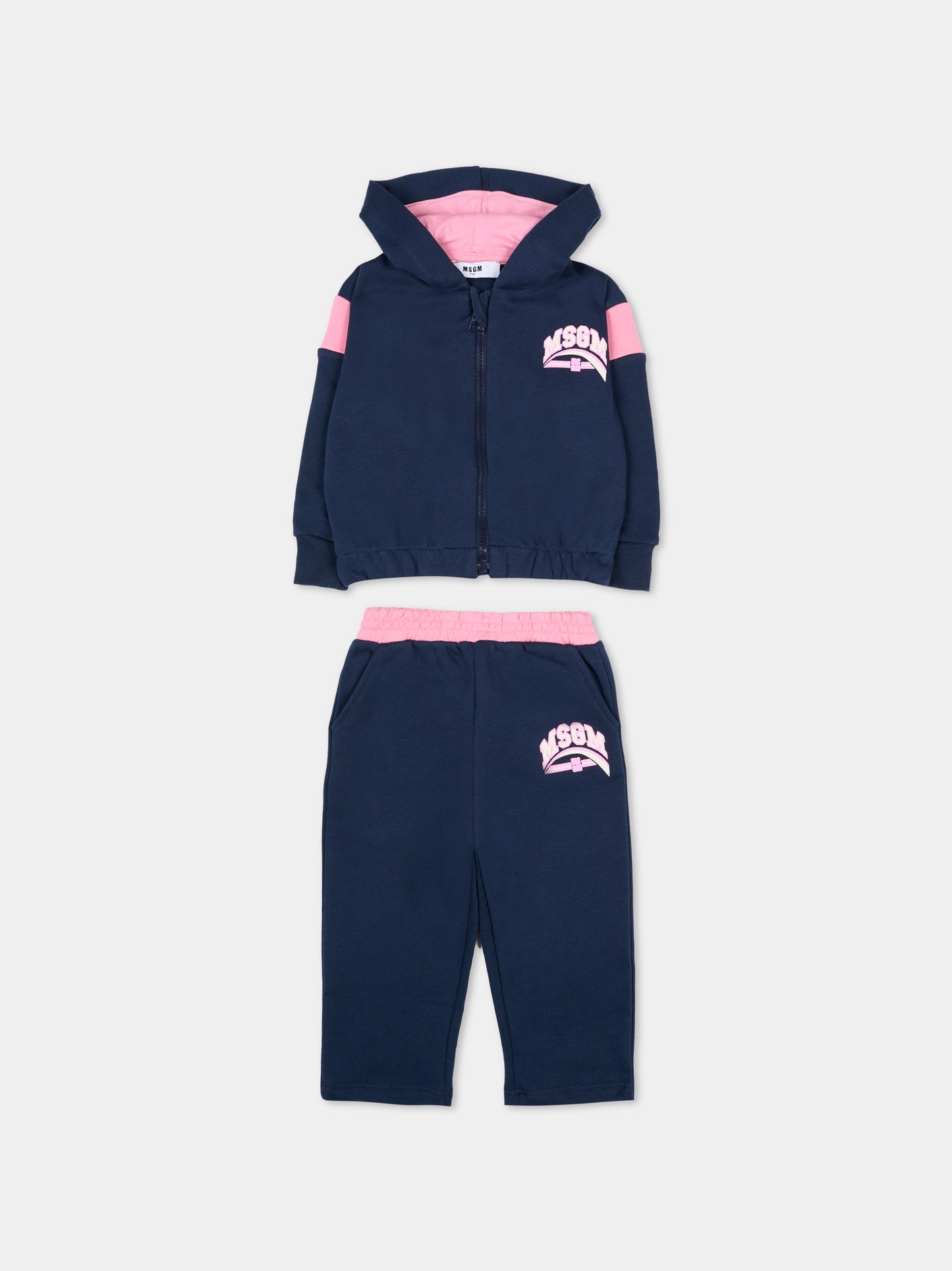 Completo blu per neonata con logo,Msgm Kids,F5MSNGSF291 MS032