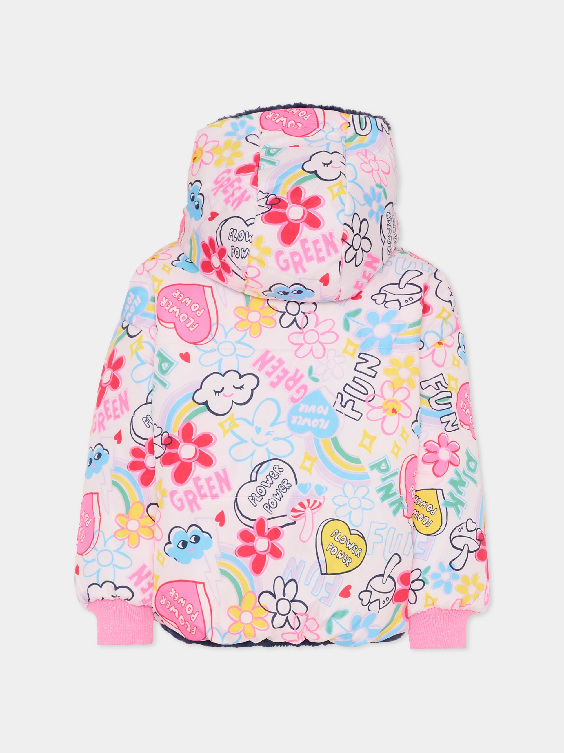 Piumino reversibile multicolor per bambina con stampa graffiti,Billieblush,U20432 473
