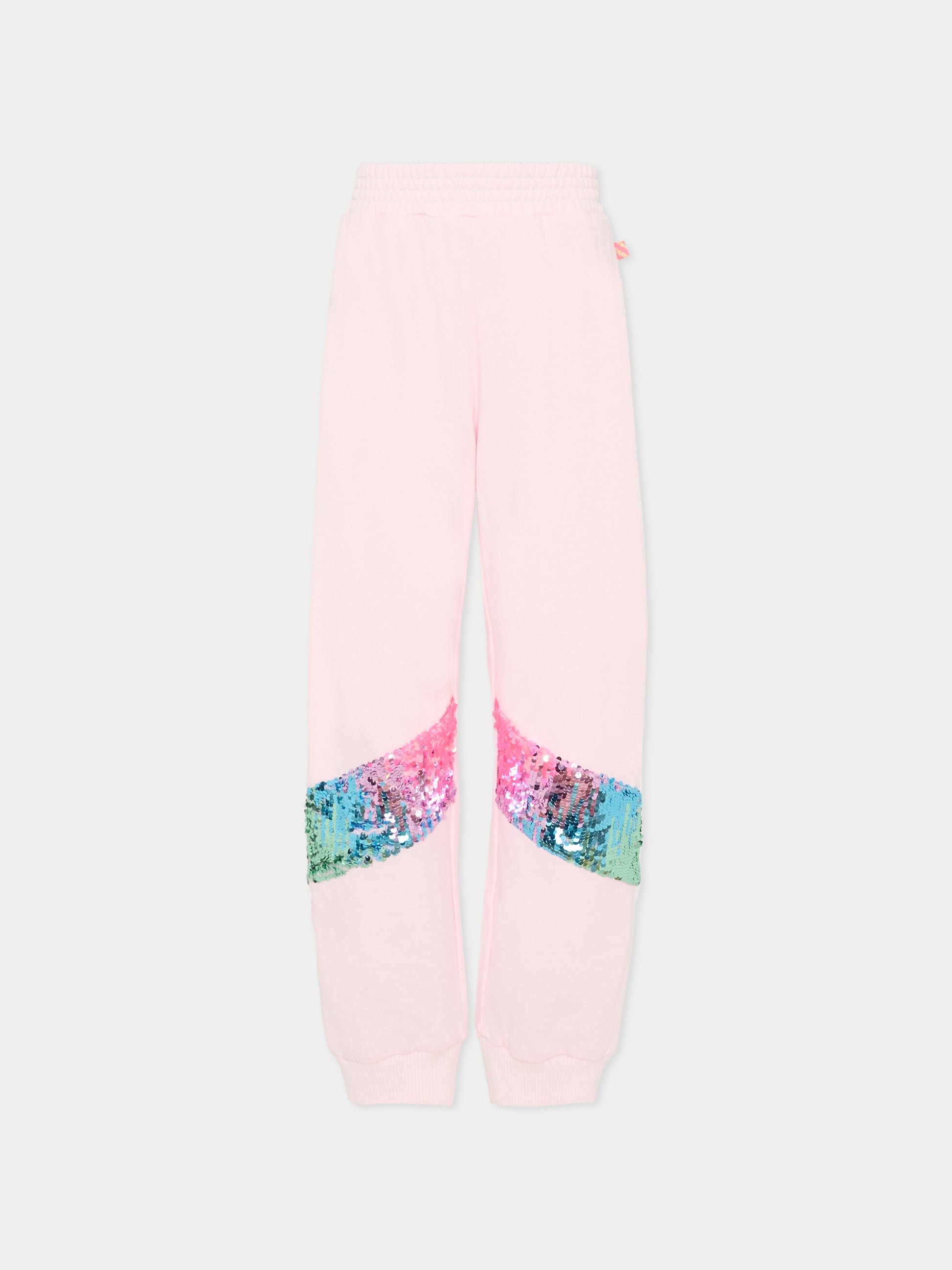 Pantaloni rosa per bambina con paillettes,Billieblush,U20441 44L