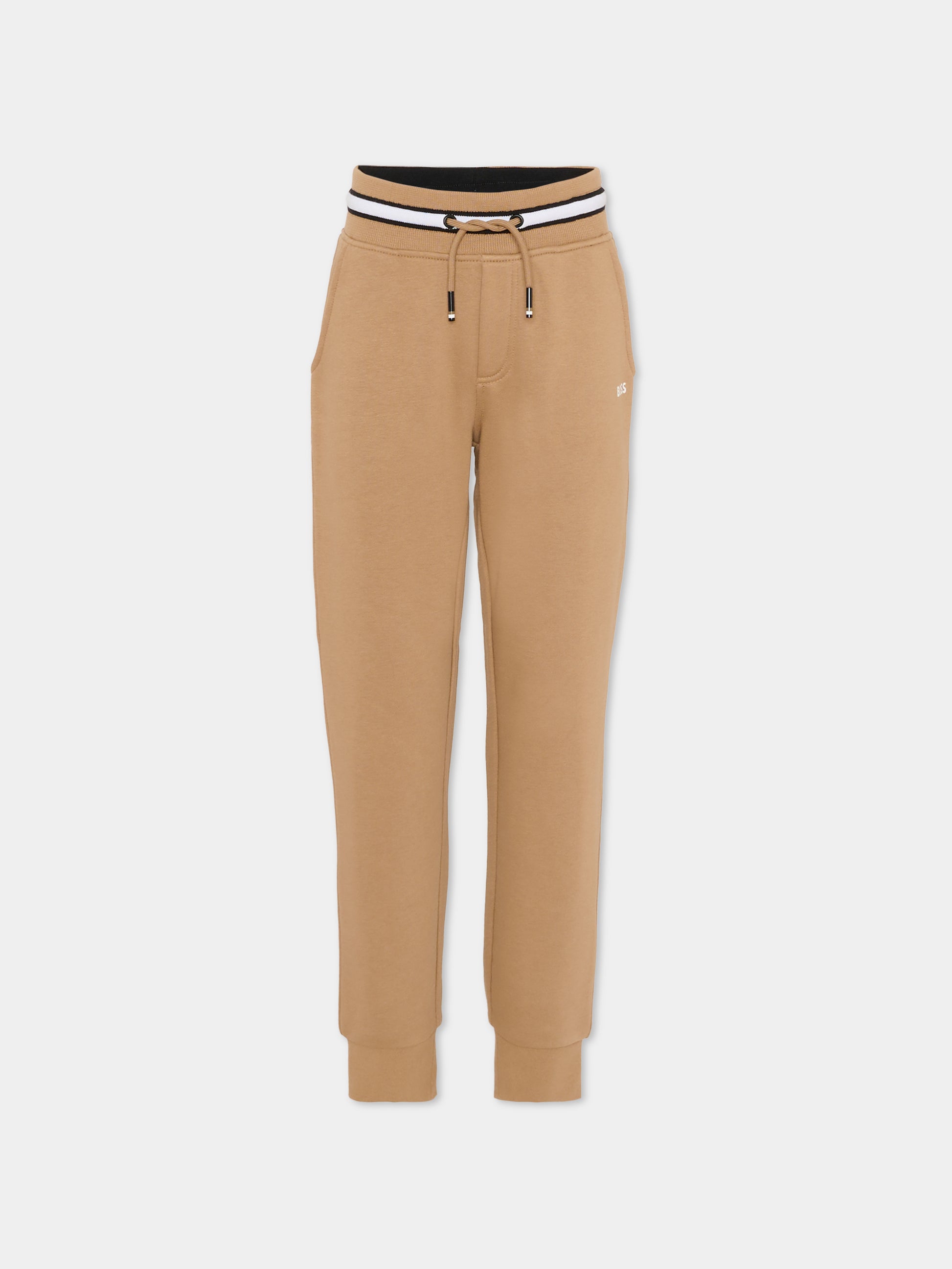 Pantaloni marroni per bambino con logo,Boss,J51151 269