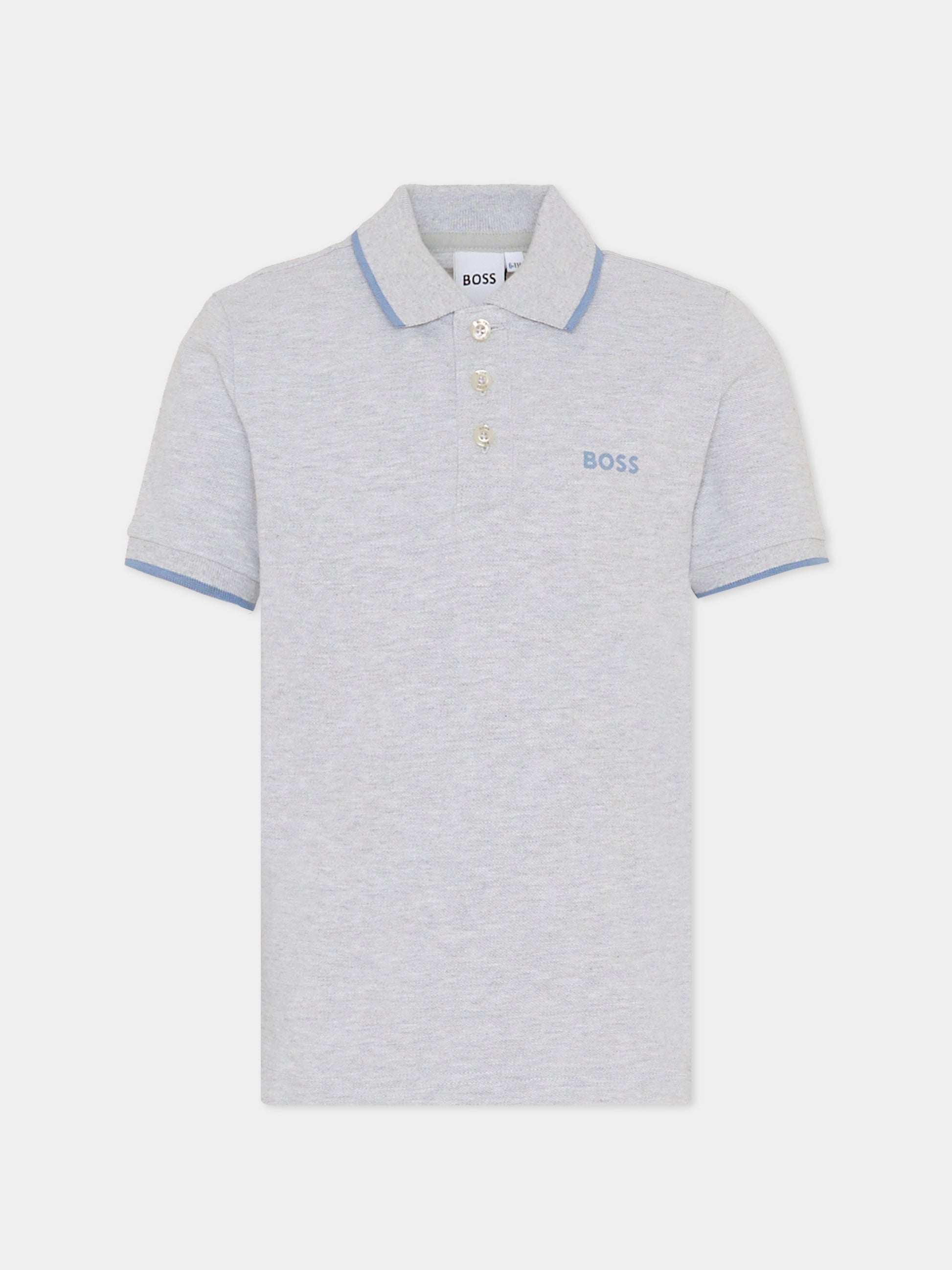 Polo grigia per bambino con logo,Boss,J51163 A32