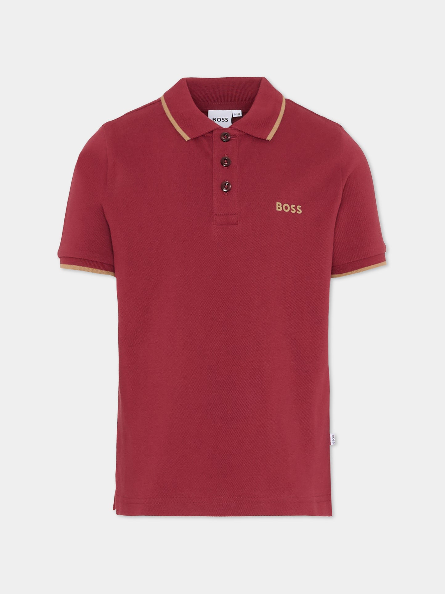 Polo bordeaux per bambino con logo,Boss,J51163 95L